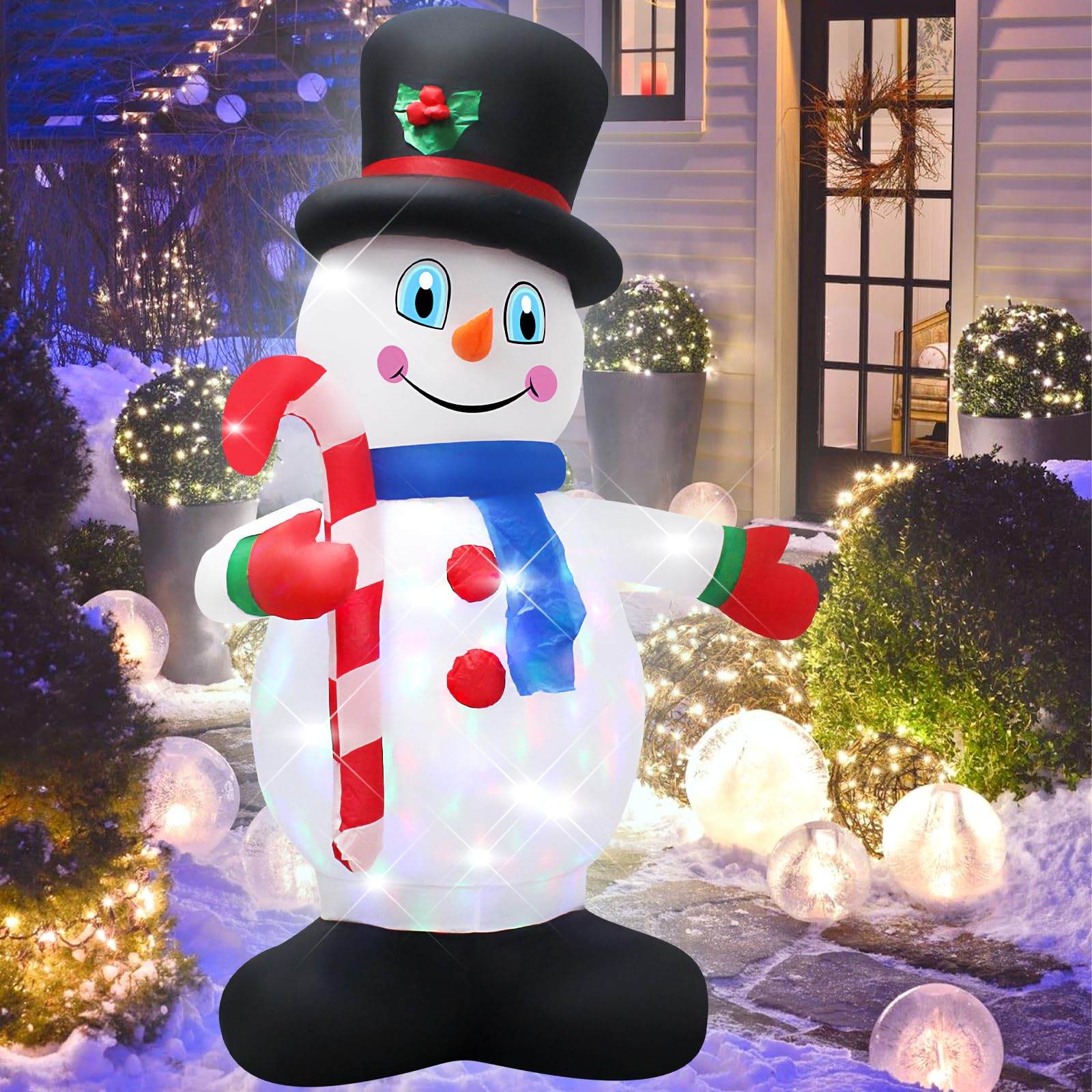 Bonhomme de neige gonflable de 1,5 m : décorations de Noël gonflables avec lumières LED intégrées, décoration gonflable de Noël pour l'extérieur et l'intérieur