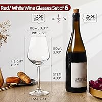 Vista 2 de Juego de 6 copas de vino, copas de vino transparentes de 12oz para vino tinto/blanco, copas de vino de tallo largo para fiesta, boda y hogar