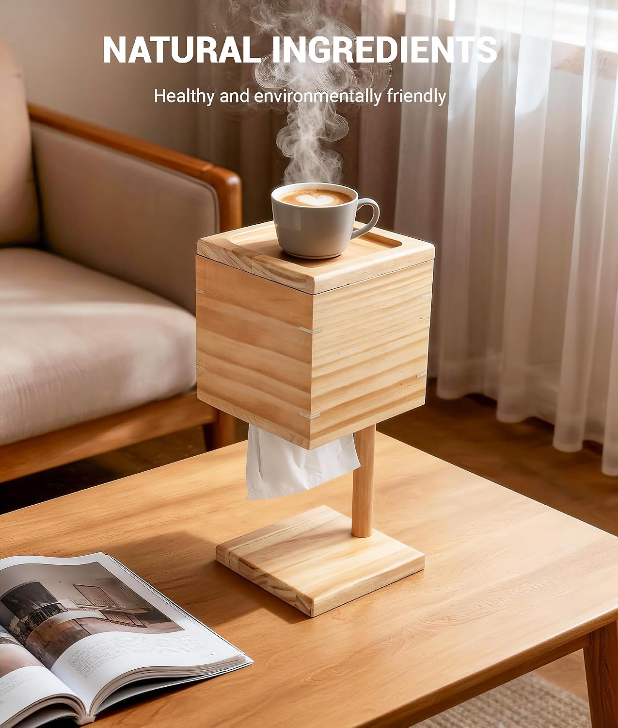 DPB Square Tissue Box Cover with Storage Tray image 3