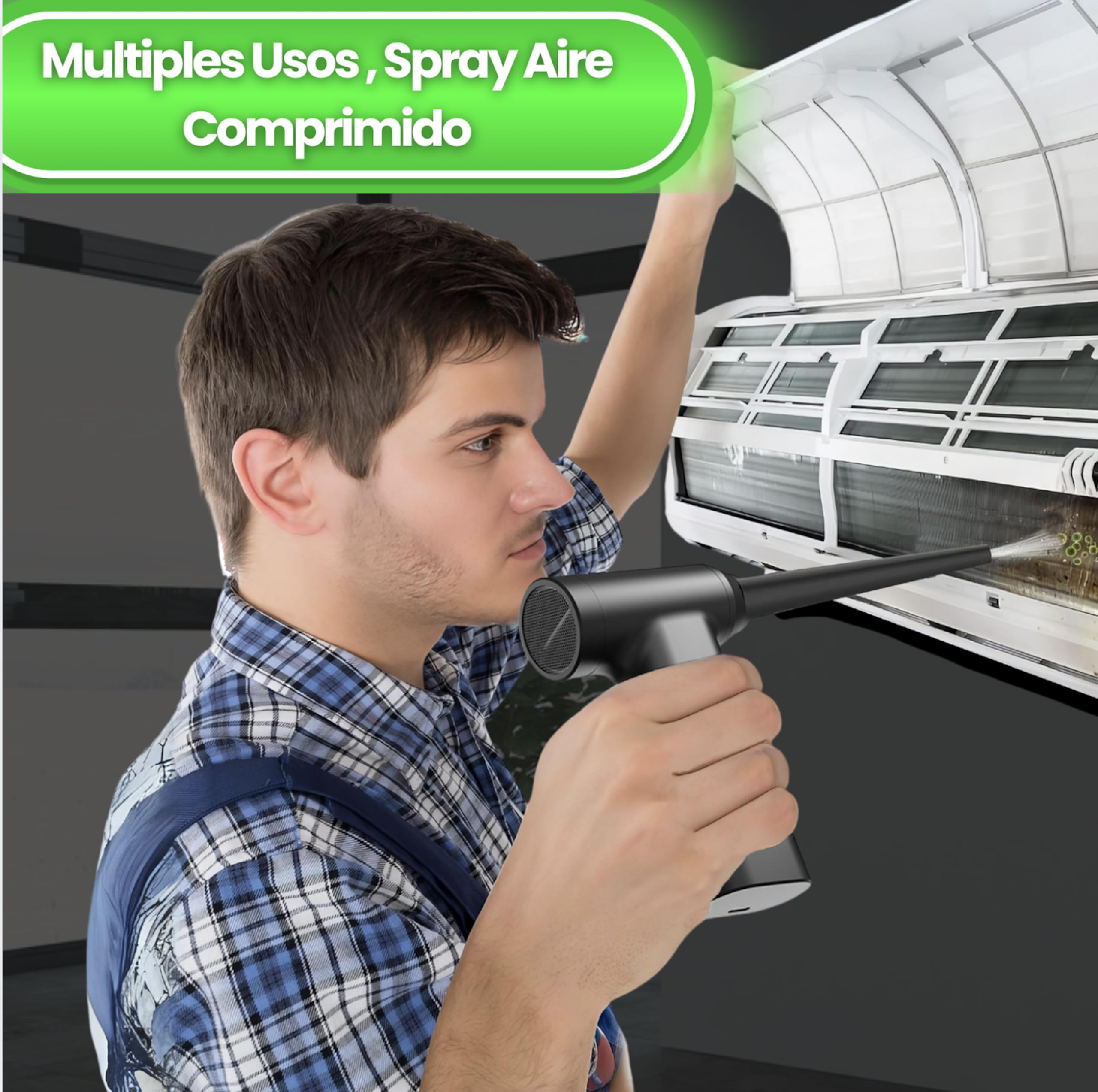 Soplador De Polvo Eléctrico Y Aspirador 2 En 1, Aire Comprimido Limpieza PC,150000 RMP, Soplador De Aire, Limpiador Teclado, Control De Velocidad, Mini Aspiradora, Recargable Y Portátil.