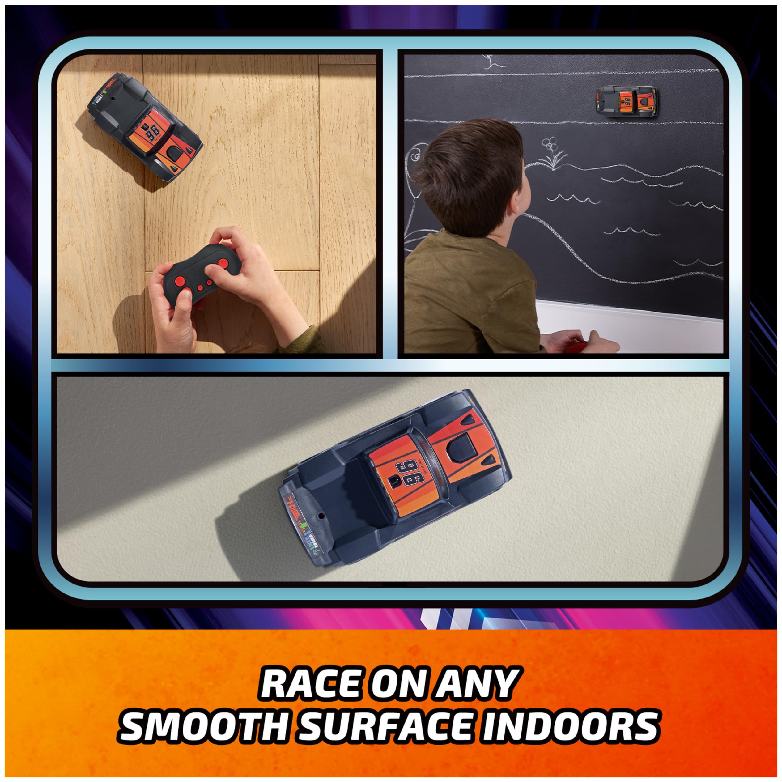 Air Hogs, Zero Gravity Racing Wall Climber, camion da parete ricaricabile USB-C, auto RC per interni, da oltre 4 pollici, giocattoli per bambini dai 4 anni in su