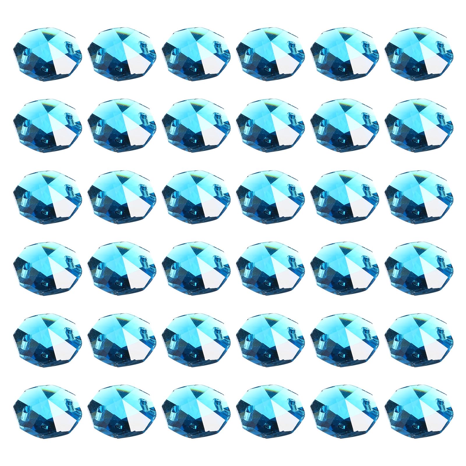 Perles octogonales en cristal de 14 mm pour lustre pampille et prisme suspension bleu ciel