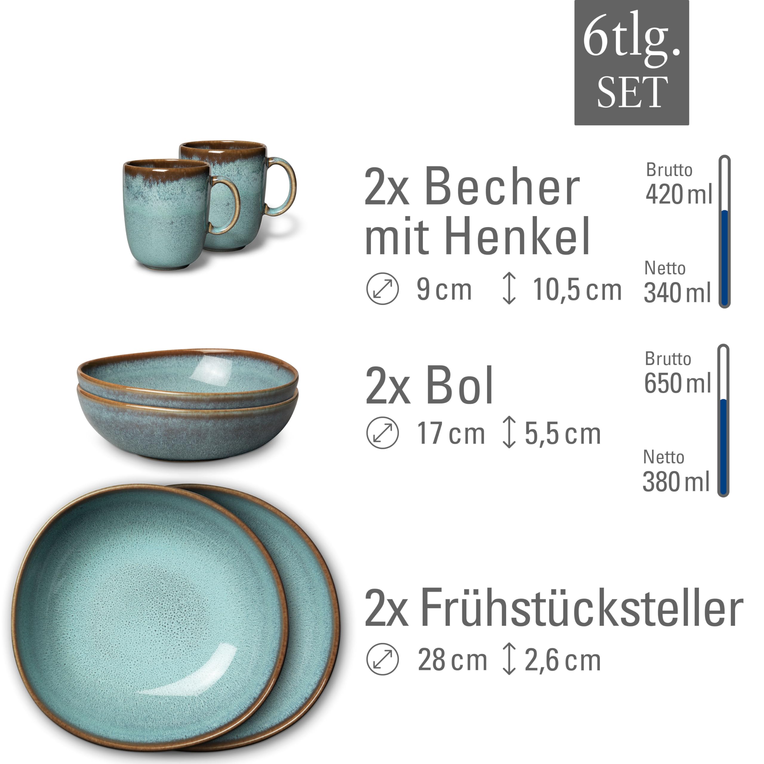 like. by Villeroy & Boch Lave glacé Set Petit-Dejeuner 6pcs