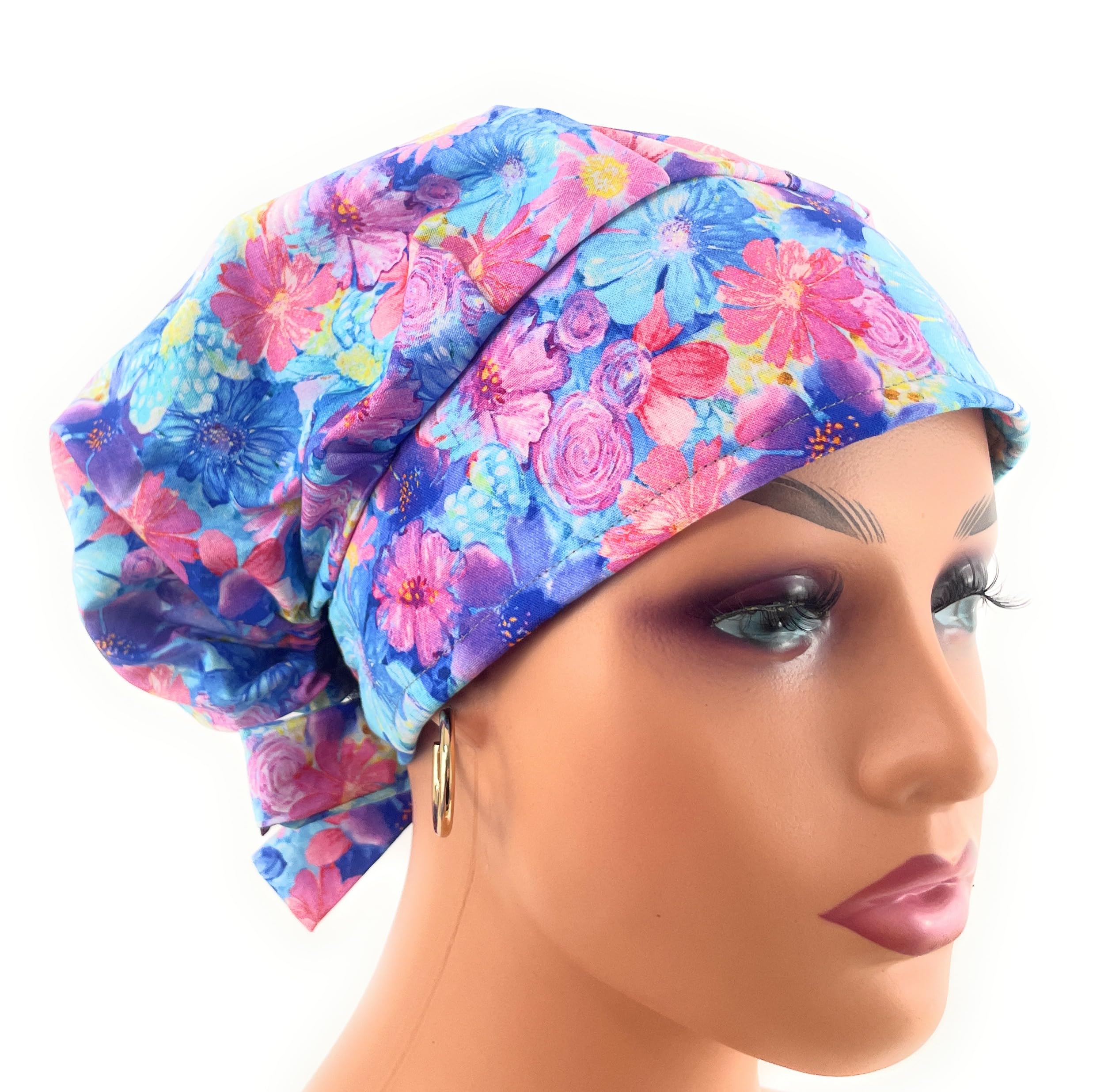 Bouffant Medical Scrub Cap - Flower Paradise - Scrub Hat for Women/Nurses Hats/Dr. Hats Multicolor