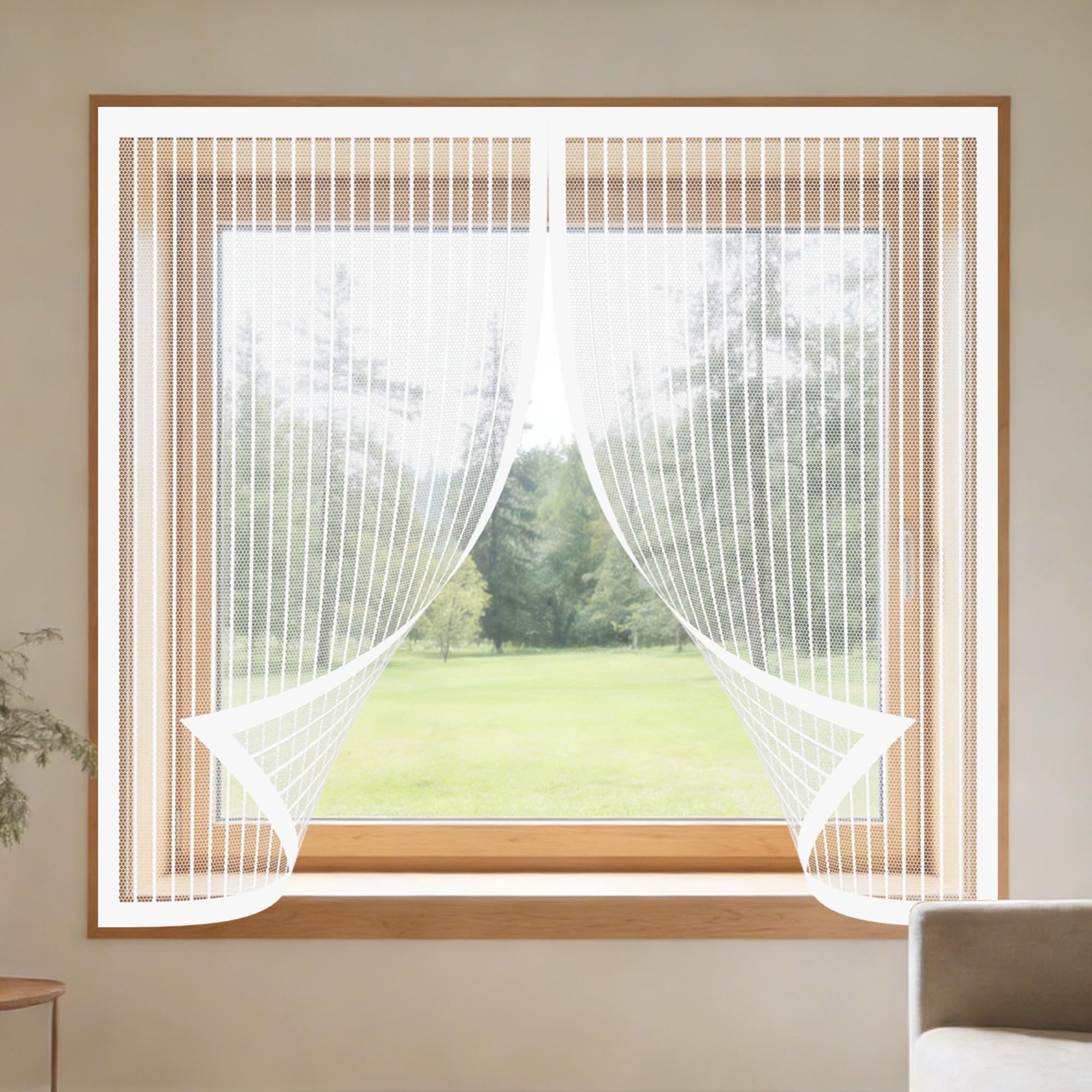 Fly Screens Windows 115 x 115 cm Selfadhesive Tape Window Nets Insects Without Drilling Or Screwing with Self Adhesive Tape for Windows Doors and Patio Screens, White