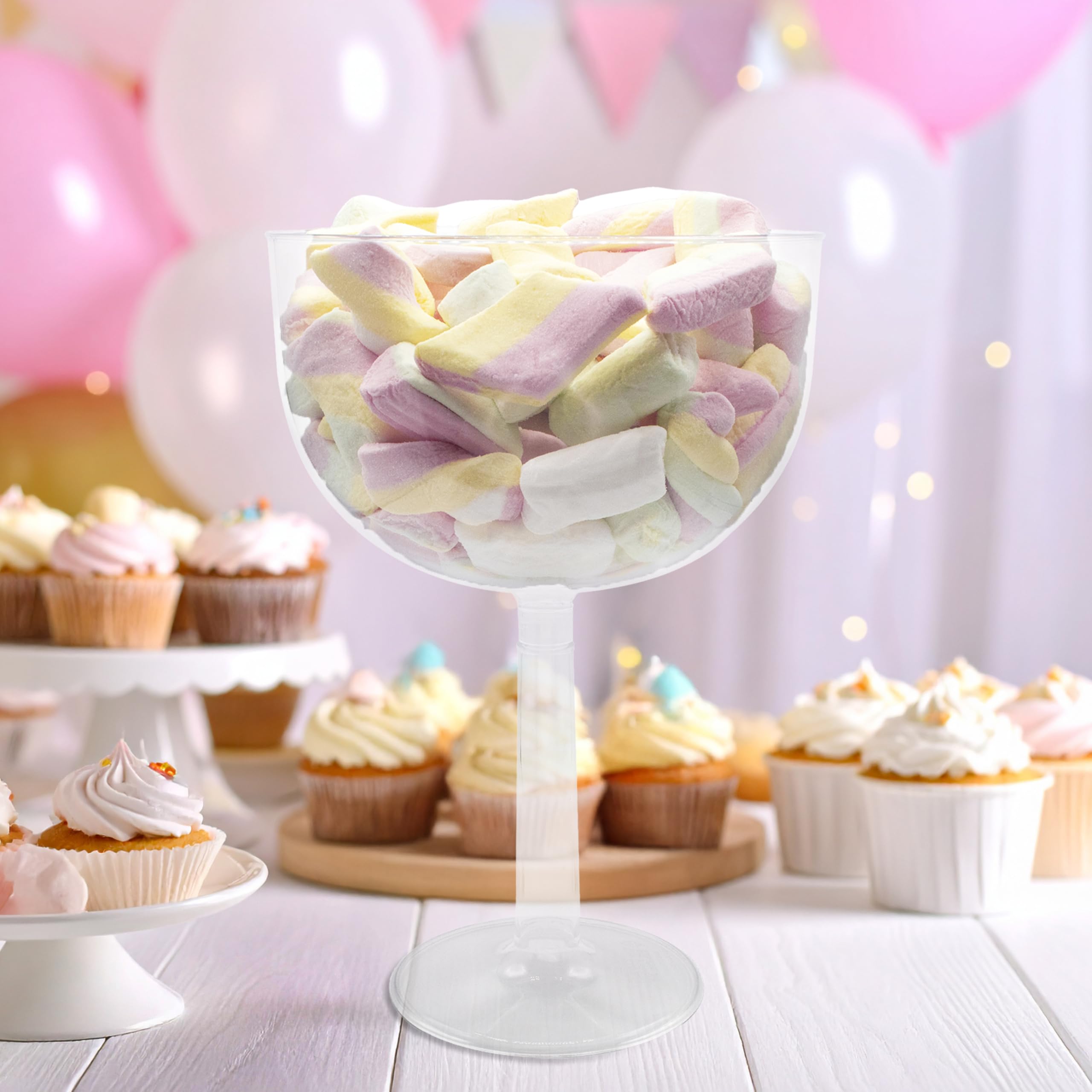 Decoraparty Calice Porta Confetti Trasparente, Bicchiere Gigante Maxi Centrotavola Coppa da Tavola per Caramelle Cioccolatini Portaconfetti Confettata - Diametro 16 cm x Altezza 24 cm