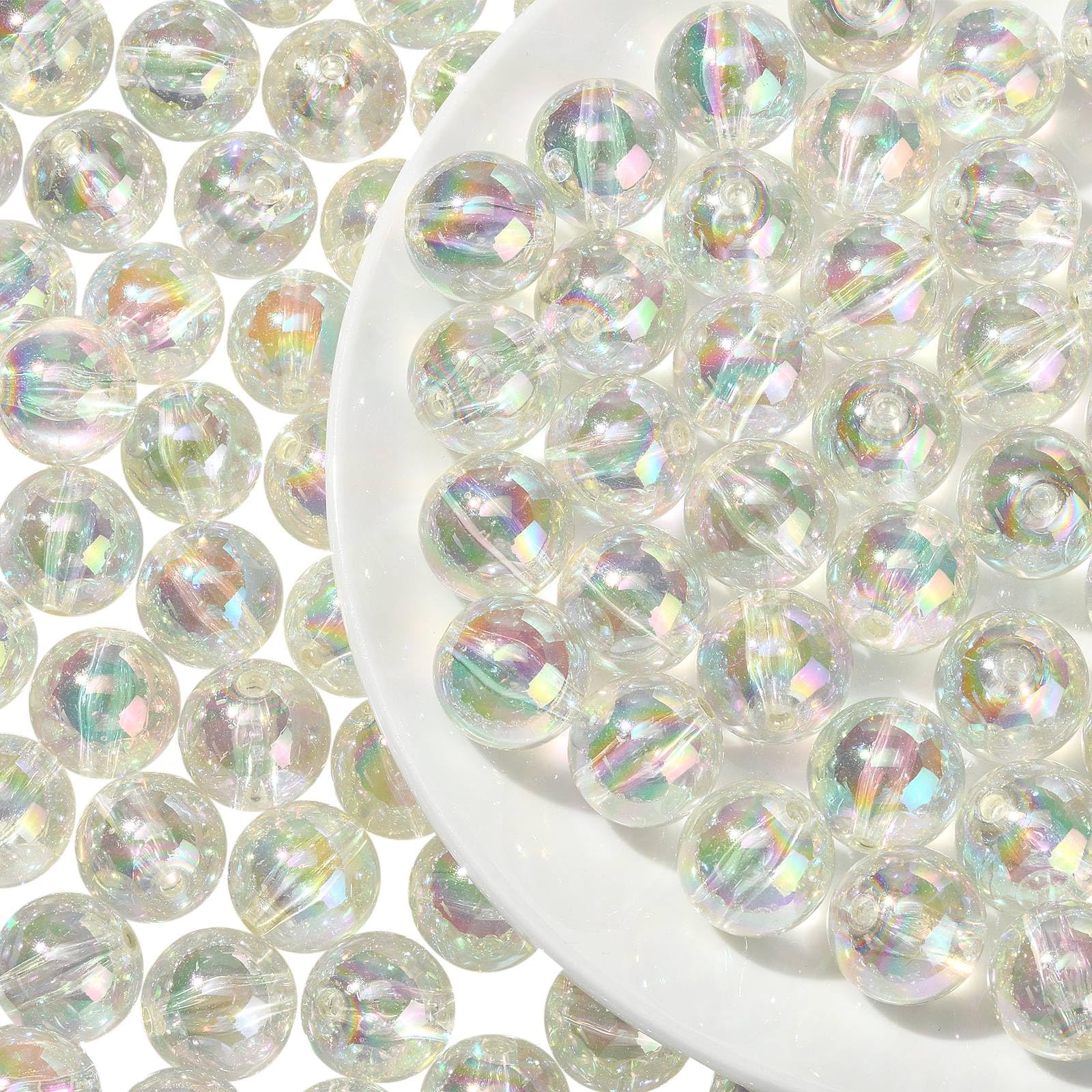 Airssory 110 Pcs 20mm Transparent Acrylic Beads AB Color Round Chunky Bubblegum Beads for Pen Bag Chain Jewelry Making
