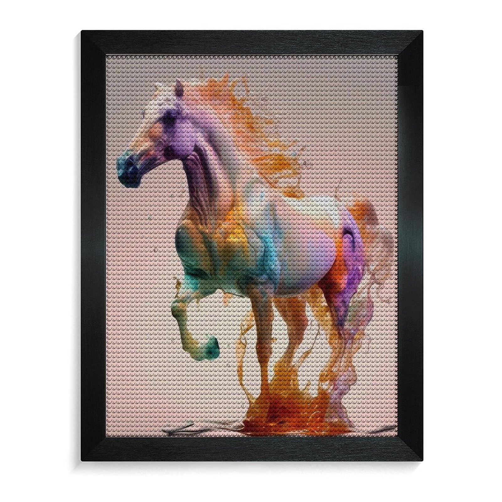 Amazon | ダイヤモンドアート キット 色のついた馬 5D モザイクアート 