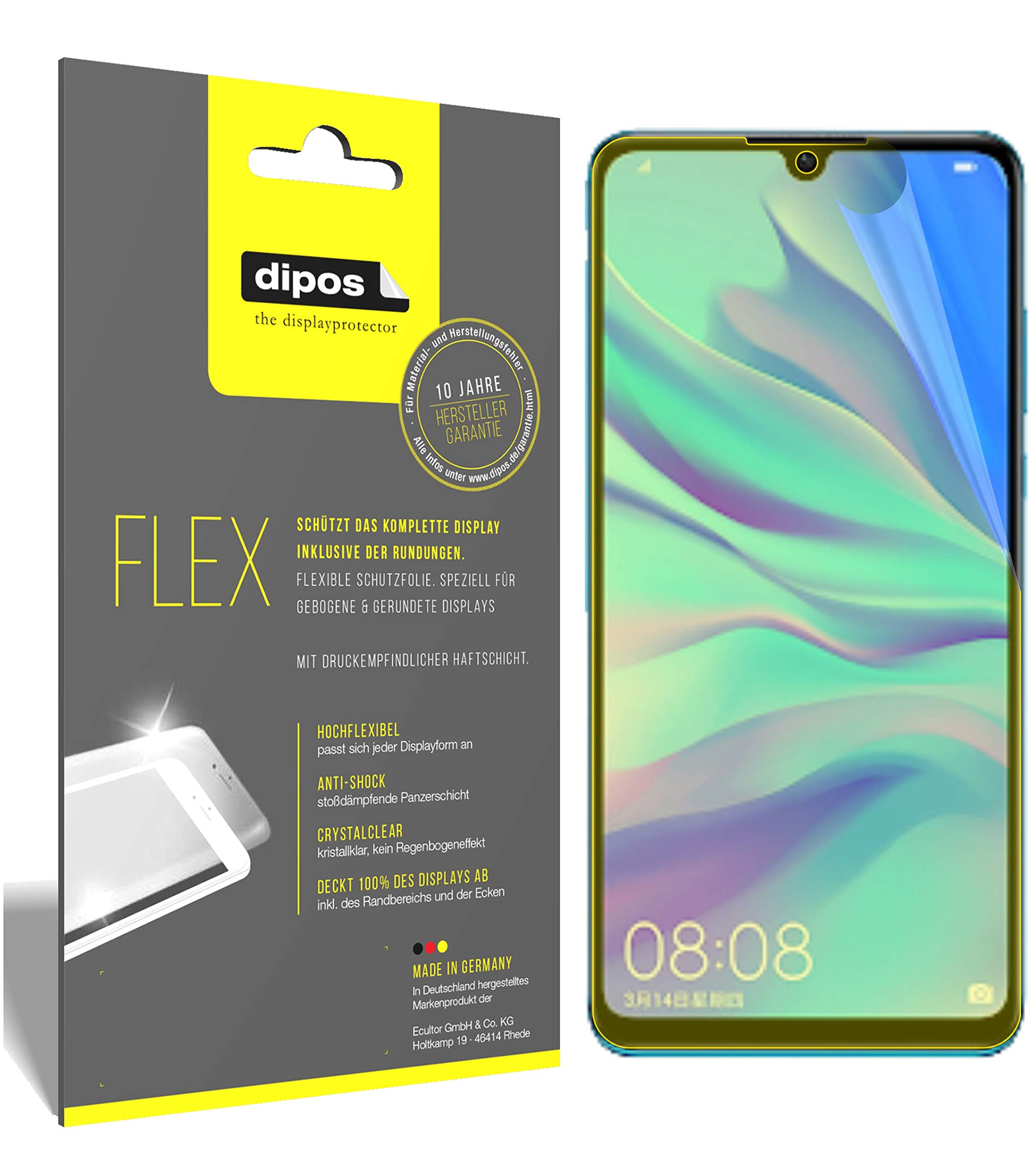 Dipos FLEX 3 Pellicole Protettive Per Huawei P30 Lite – Copertura Totale Del Display Curvo – Anti-urto Con 10 Anni Di Garanzia - 4