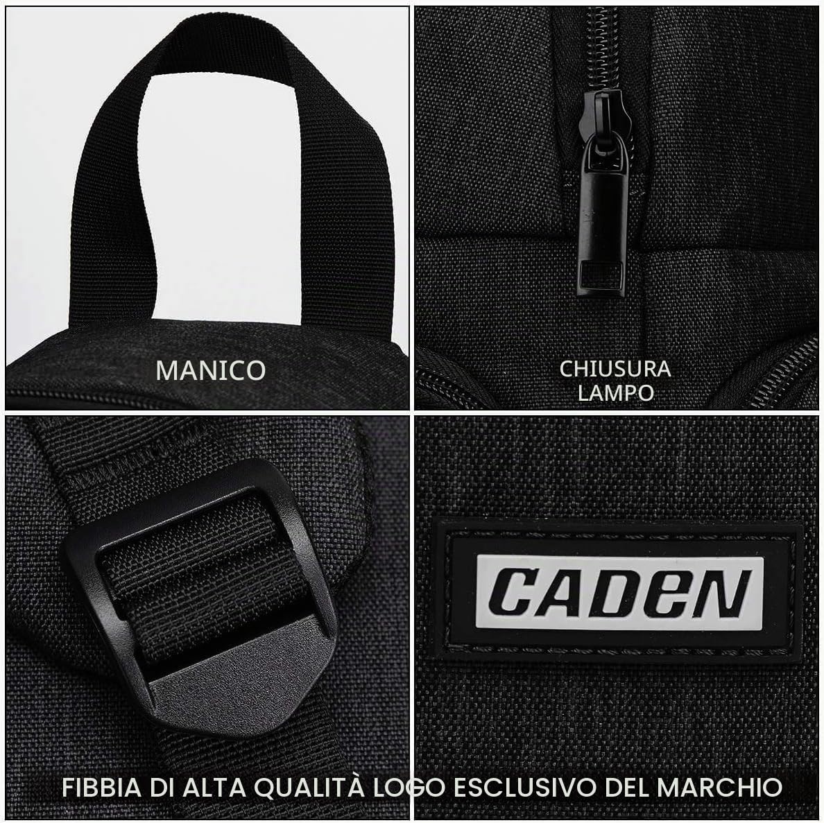 CADeN DSLR Borsa a tracolla per fotocamera reflex - Sistema antifurto - Impermeabile - Doppio uso
