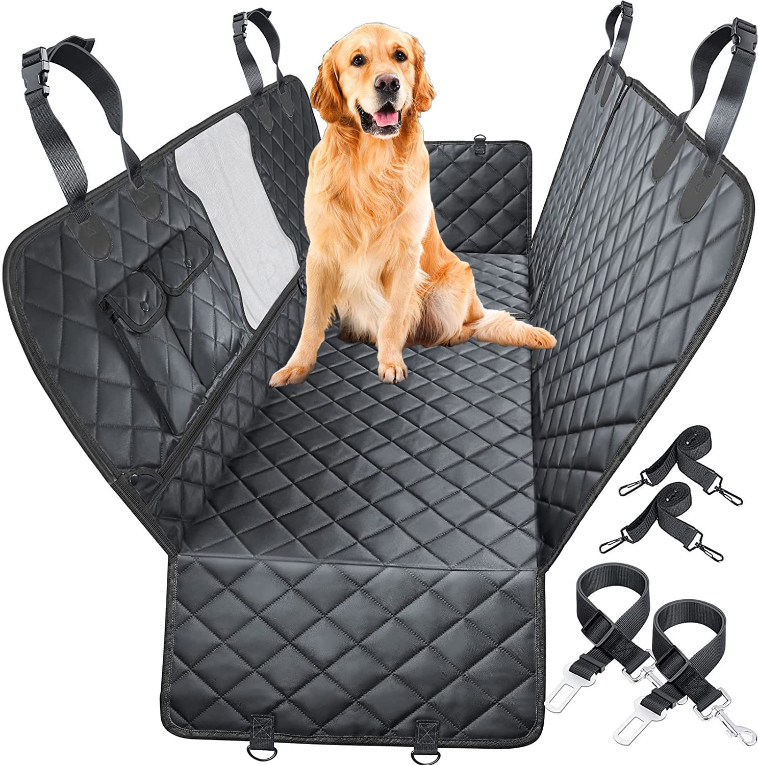 Funda De Asiento De Coche Impermeable Para Perros - 4 En 1 (hamaca, Funda, Forro Maletero, Posavasos)