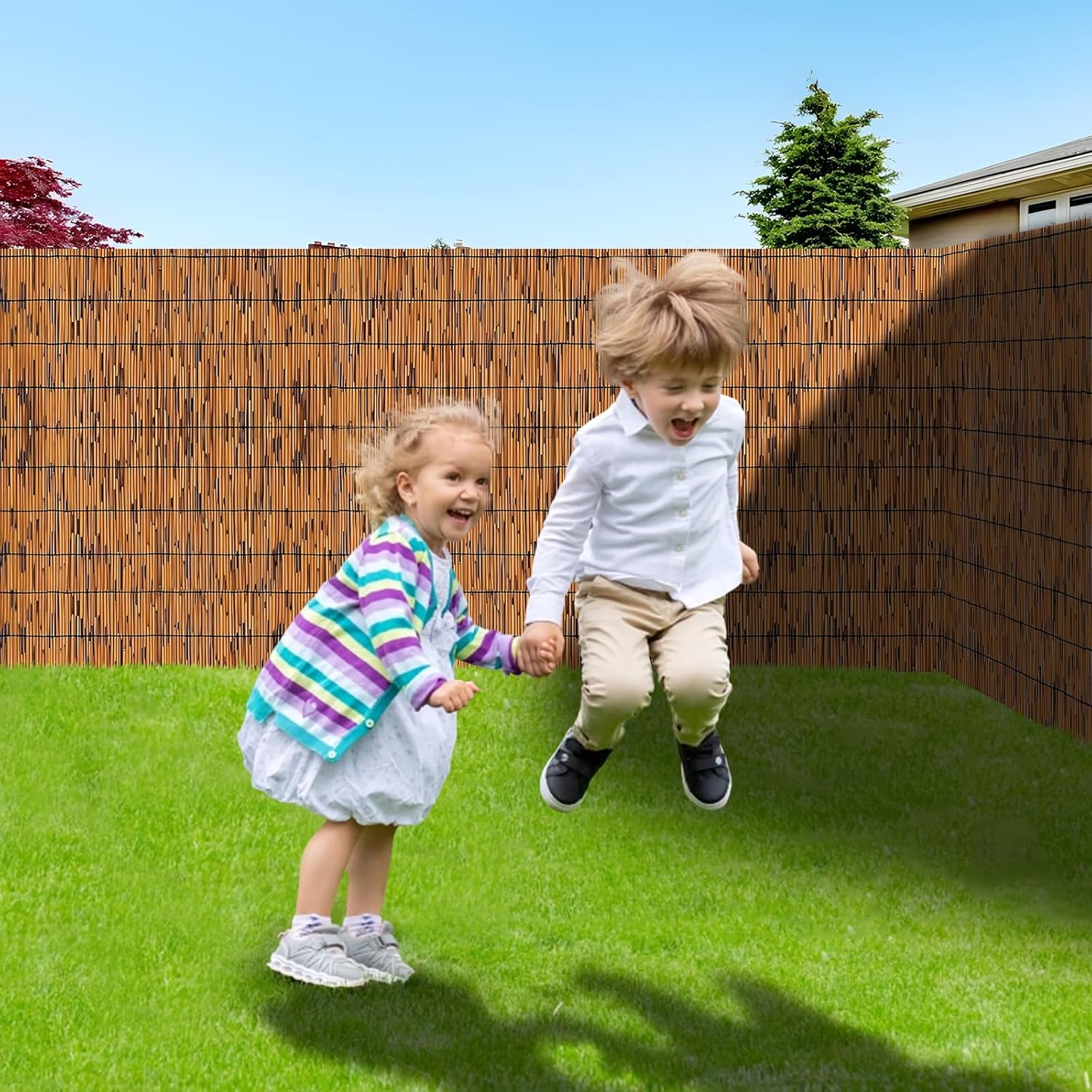 Reed Fence - Bamboo Fencing roll 2 feet high Outdoor Bamboo Privacy Screen for Patio Decorative Reed Fencing for Garden Backyard Patio Balconies