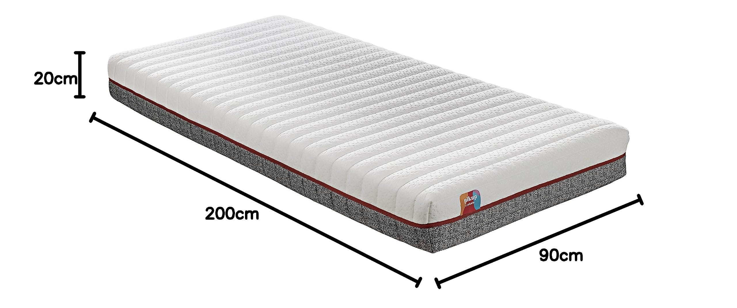 PIKOLIN Colchón PIKUP Kids para niños | Altura 19cm | 90x200 | Espuma HR y Fibra atérmica | Funda Lavable