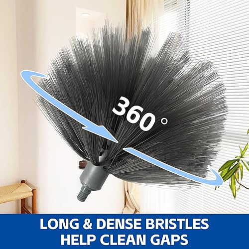 Vista 42 de Plumeros de microfibra para limpieza, plumero extensible con poste de extensión de 110 pulgadas y 2 cabezales flexibles reemplazables, suministros