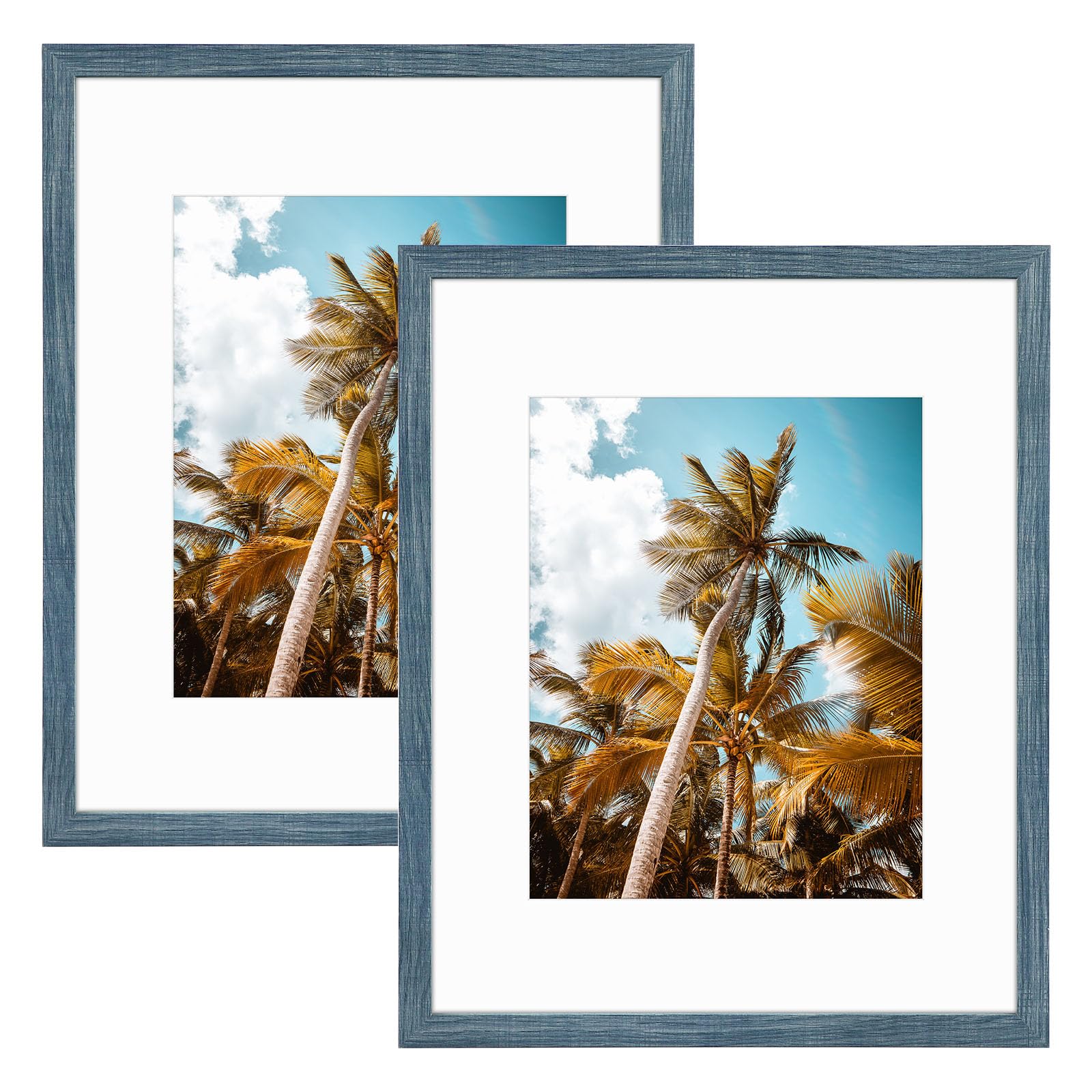 Frametory 2 Pack 16x20 Blue Picture Frame with Real Glass Mat for 11x14