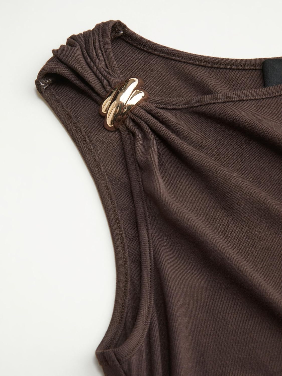 CIDER Womens Maxi Dresses Boat Neck Sleeveless with Metal Decor Tie Waist Bodycon Dresses Casual Date Night Outfits - Image 3