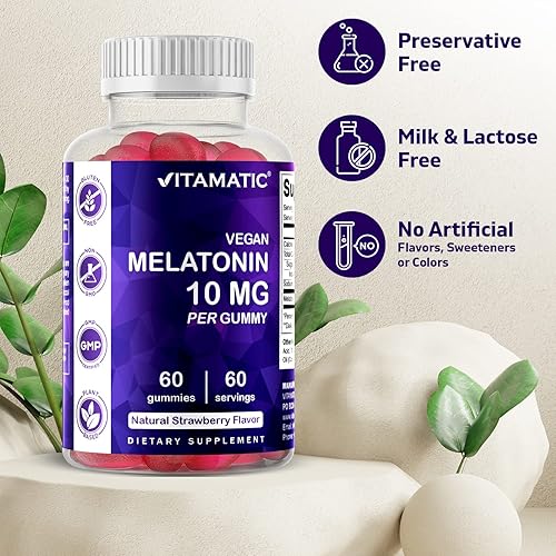 Miniatura 3 de Vitamatic Melatonina 10 mg por gomita  60 porciones  60 gomitas vegetarianas  Suplemento sin hábito