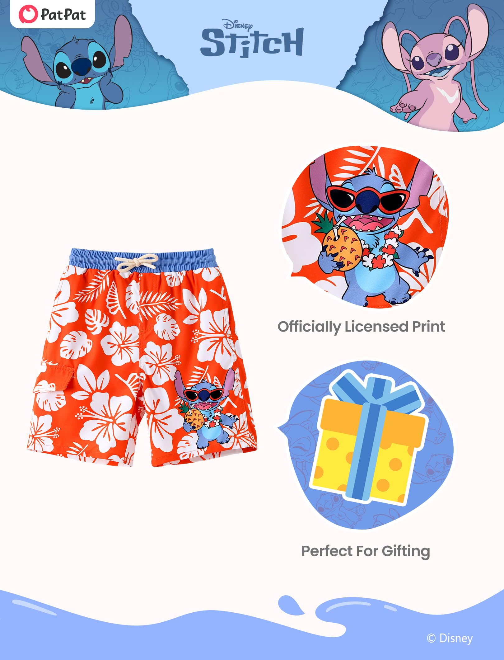 Disney Stitch Spiderman Cars Winnie Toy Story Boy Costume da bagno UPF 50 + pantaloncini da bagno a compressione, ad asciugatura rapida e tasche, 2-13 anni