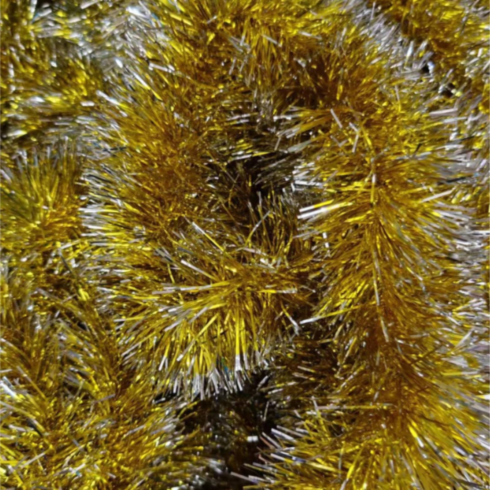 Lametta Weihnachtsbaum 6,5 Fuß Lange Weihnachts-Lametta-Girlande for Drinnen Und Draußen – Partyzubehör Girlande Weihnachten(Gold)