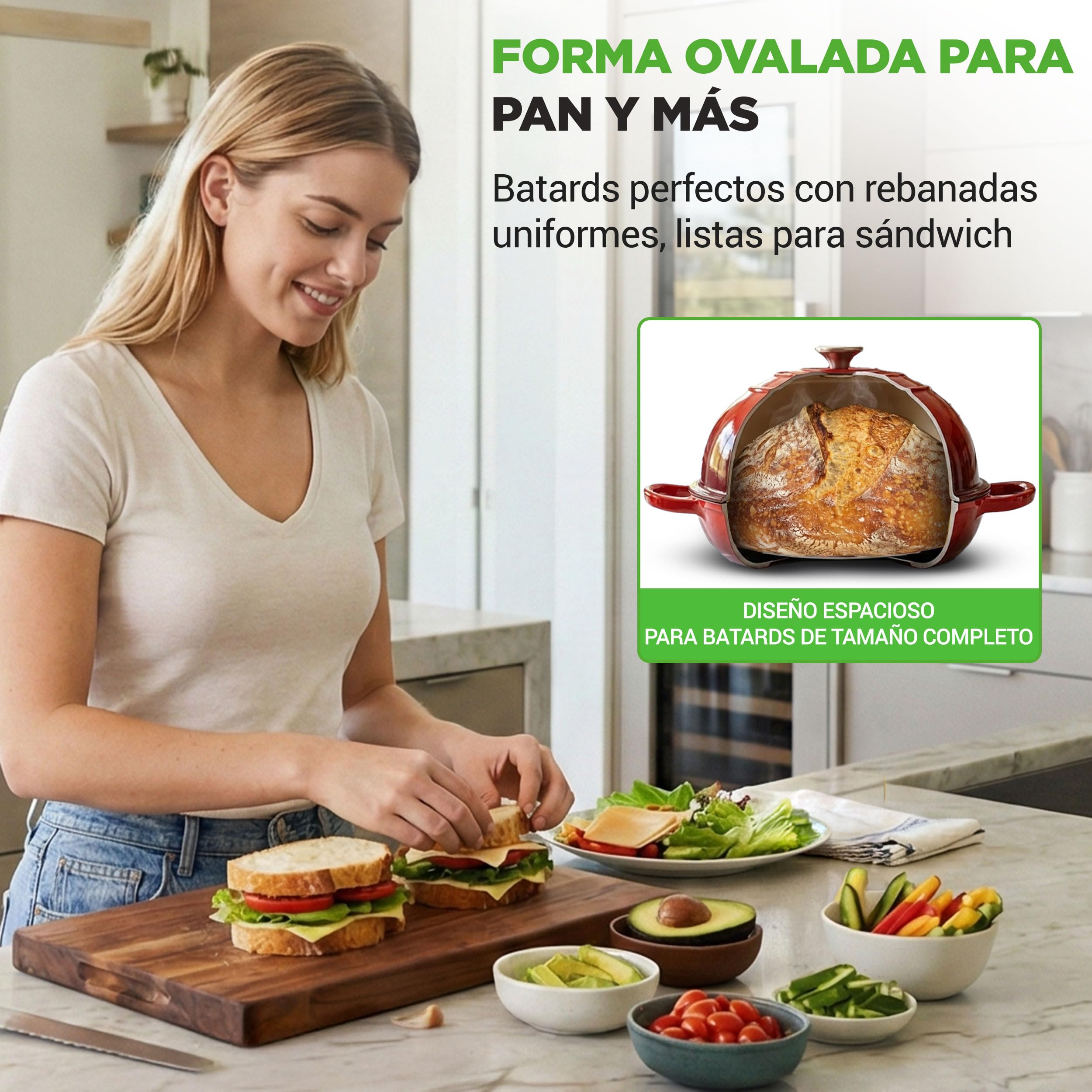 NutriChef horno holandés redondo de hierro fundido esmaltado para pan de masa madre, Molde con tapa tipo domo, Incluye guantes de silicona, 26 cms