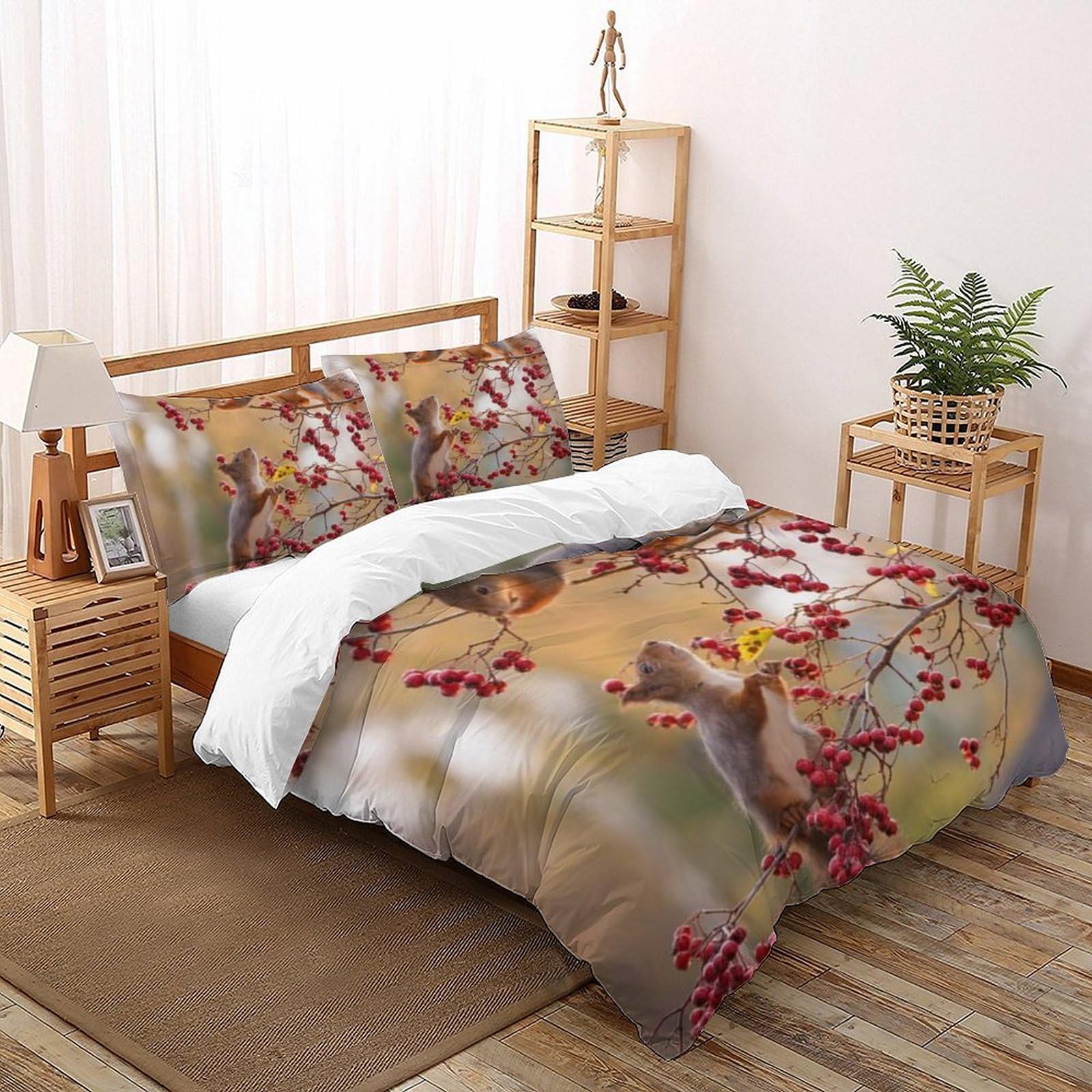 Housse de couette écureuil microfibre 220x240 imprimé animalier 3D