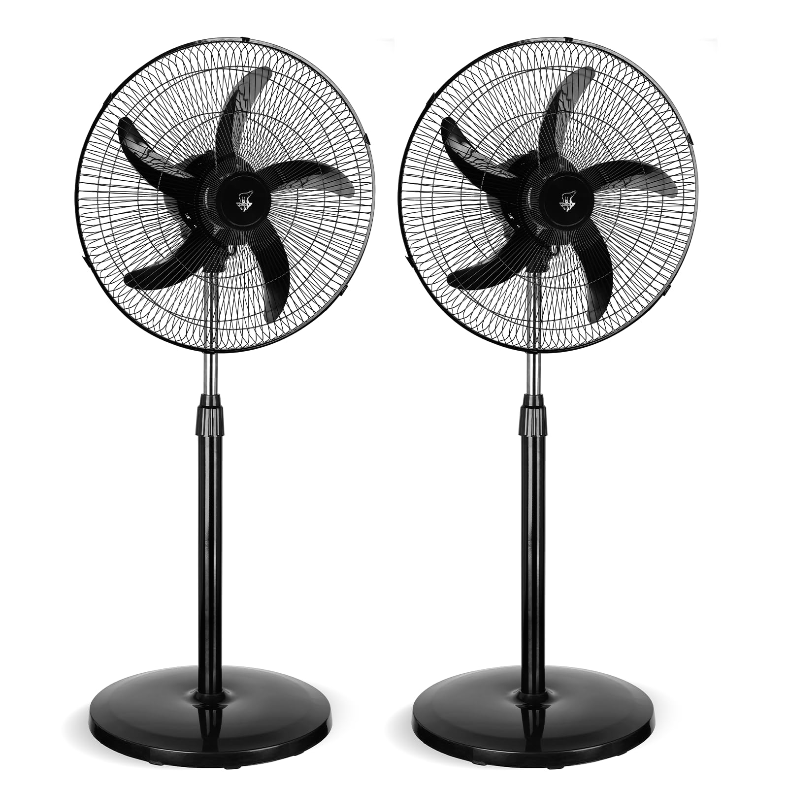 Ventilador de Pie Potente 75W, Aspas Grandes De 45 Cm, Ventilador De 3 Velocidades Ajustables, Adecuado Para Hogar, Oficina Y Almacén, Base Reforzada, Altura Ajustable,Oscilación, Negro(2PCS)