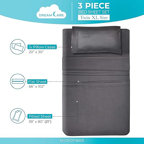 Miniatura 4 de DREAMCARE - Juego de sábanas de tamaño individual XL, 3 piezas, refrescantes, extralargas, suaves y duraderas de 100% poliéster de microfibra de
