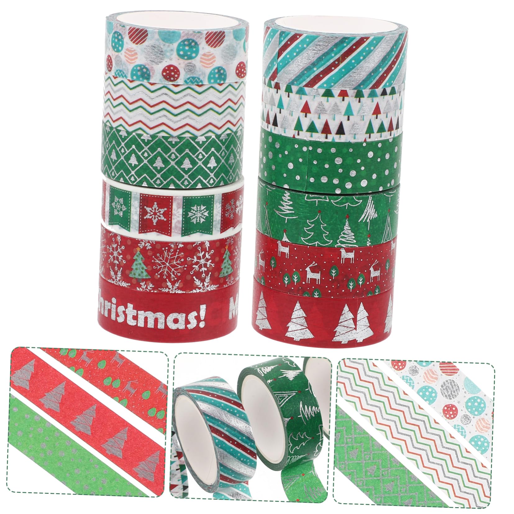 NUOBESTY 36 Piezas Cinta washi navideña Cinta washi árbol de Navidad planificador de Cinta washi Scrapbooking decoración navideña Cinta magnética Cinta Decorativa Cinta bronceadora Cuenta
