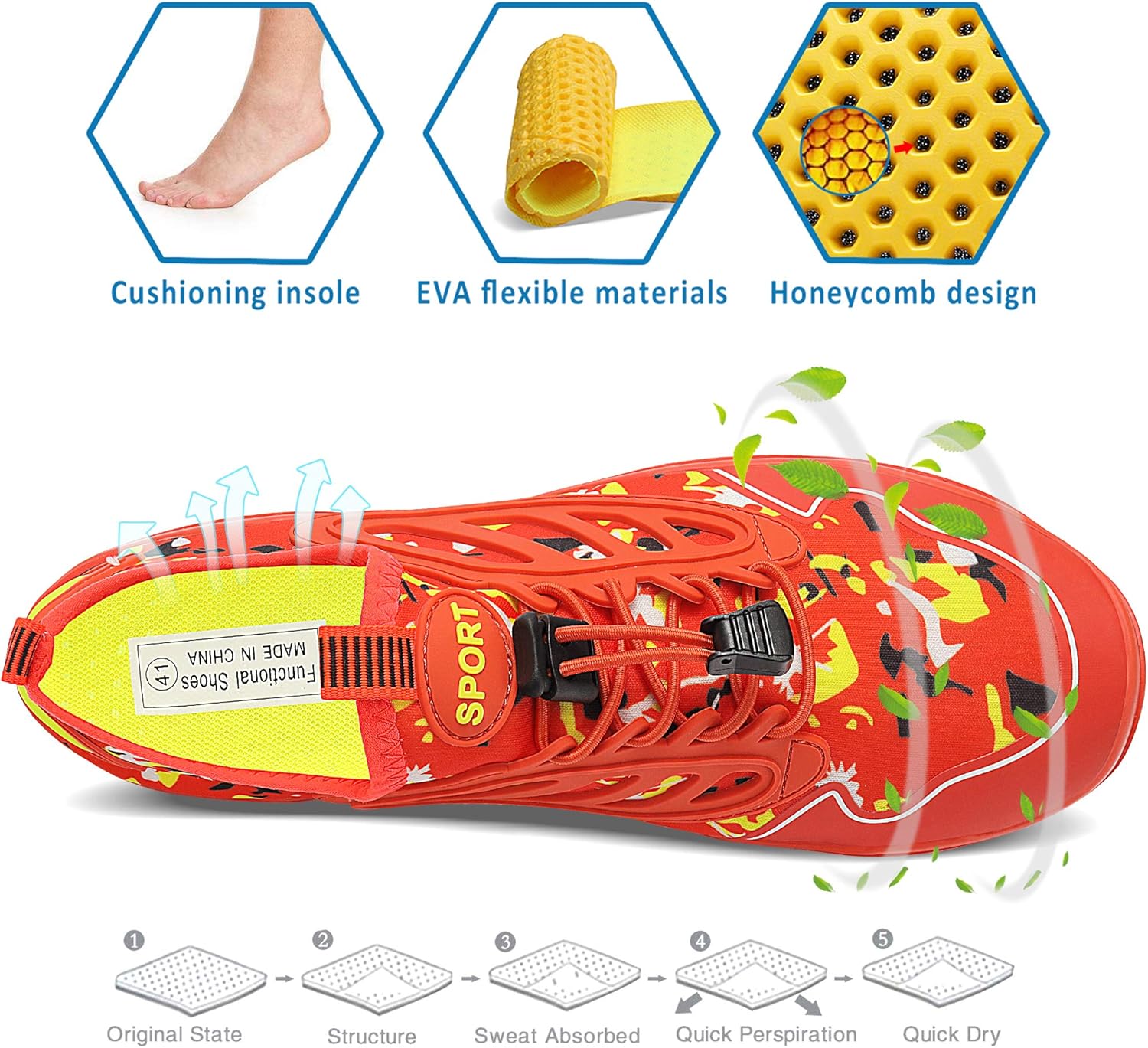  | APRILSPRING Mens Womens Water Shoes Quick Dry Barefoot for Swim Diving Surf Aqua Sports Yoga | Water Shoes
