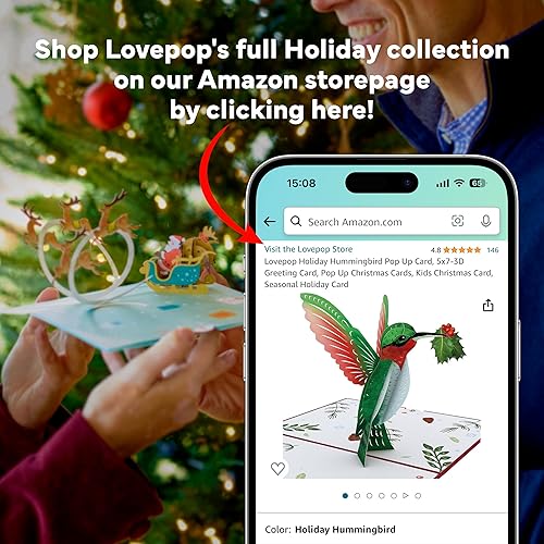 Miniatura 6 de Lovepop Tren de Navidad de Papá Noel, tarjeta de Navidad emergente, tarjeta de felicitación festiva 3D hecha a mano, felicitación especial de