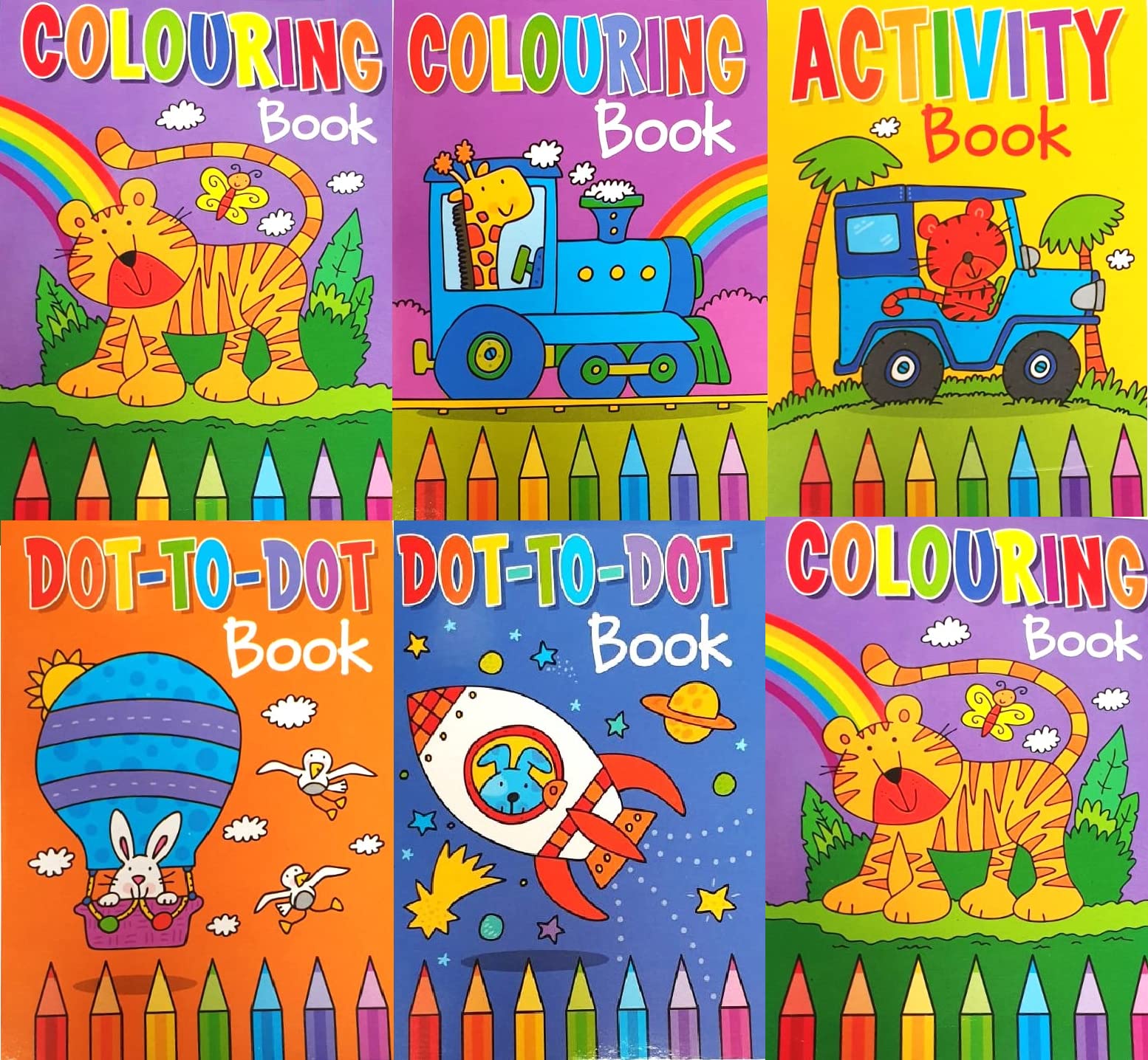 Youngland Light Pack Of 6- A6 Colouring Books For Kids Party Bags – Mini Notebooks For Party Bags - Party Bag Fillers For Kids – Party Bag Notepads For Kids