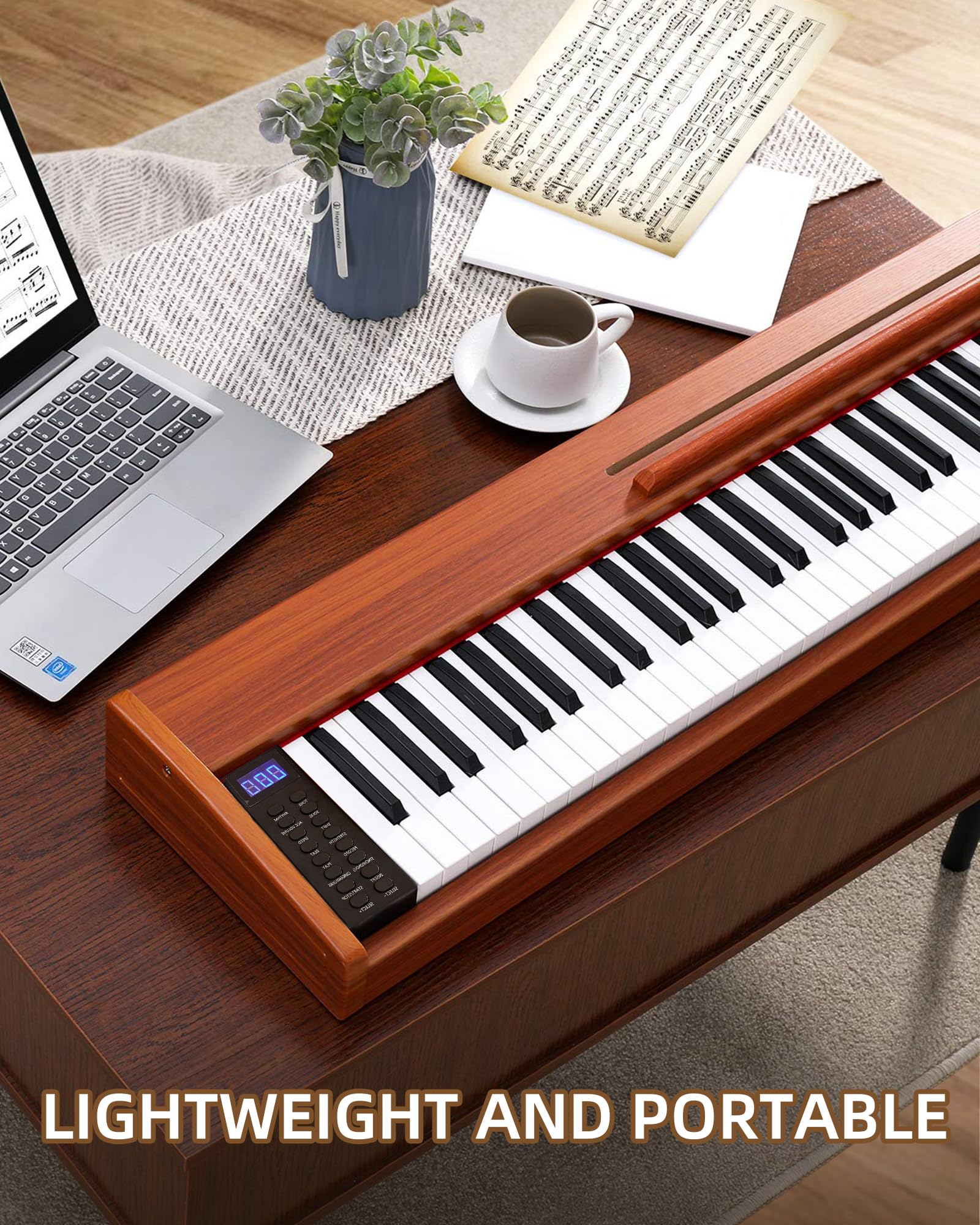 Digital Piano 88 key Semi Weighted Keyboard With X Stand & Sustain Pedal, Full-Size Beginner Electric Piano For Bluetooth, Headphone Mode, USB-MIDI