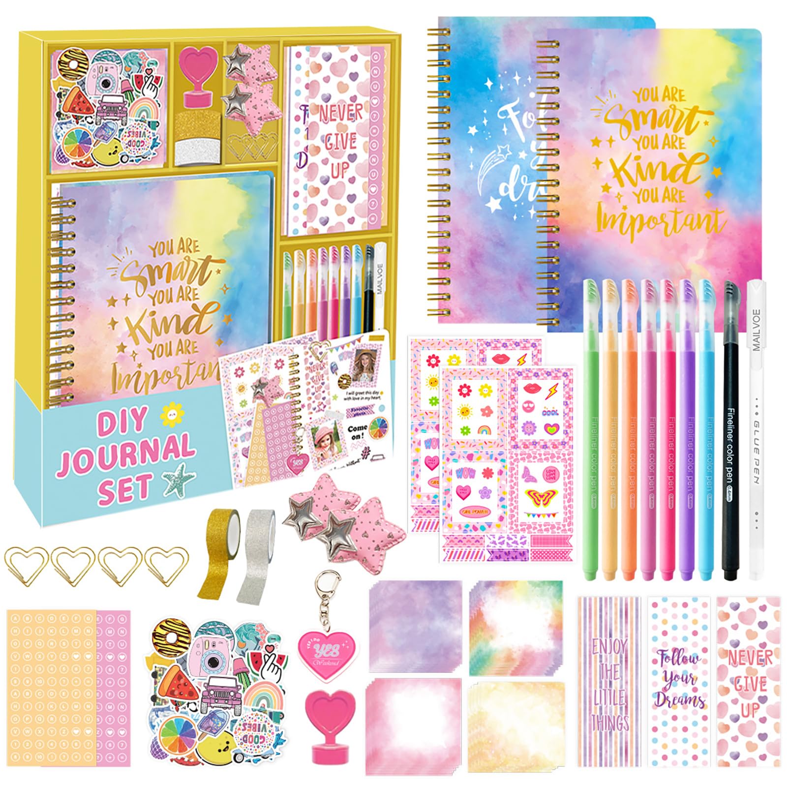 RoseFlower DIY Journal Kit for Teen Girls Xmas Birthday Diary Gifts for Girls Ages 8-14, Fun Cute Journaling Art Crafts Kit Creative Scrapbook Notebooks Stationery Diary Supplies Set for Tweens Kids