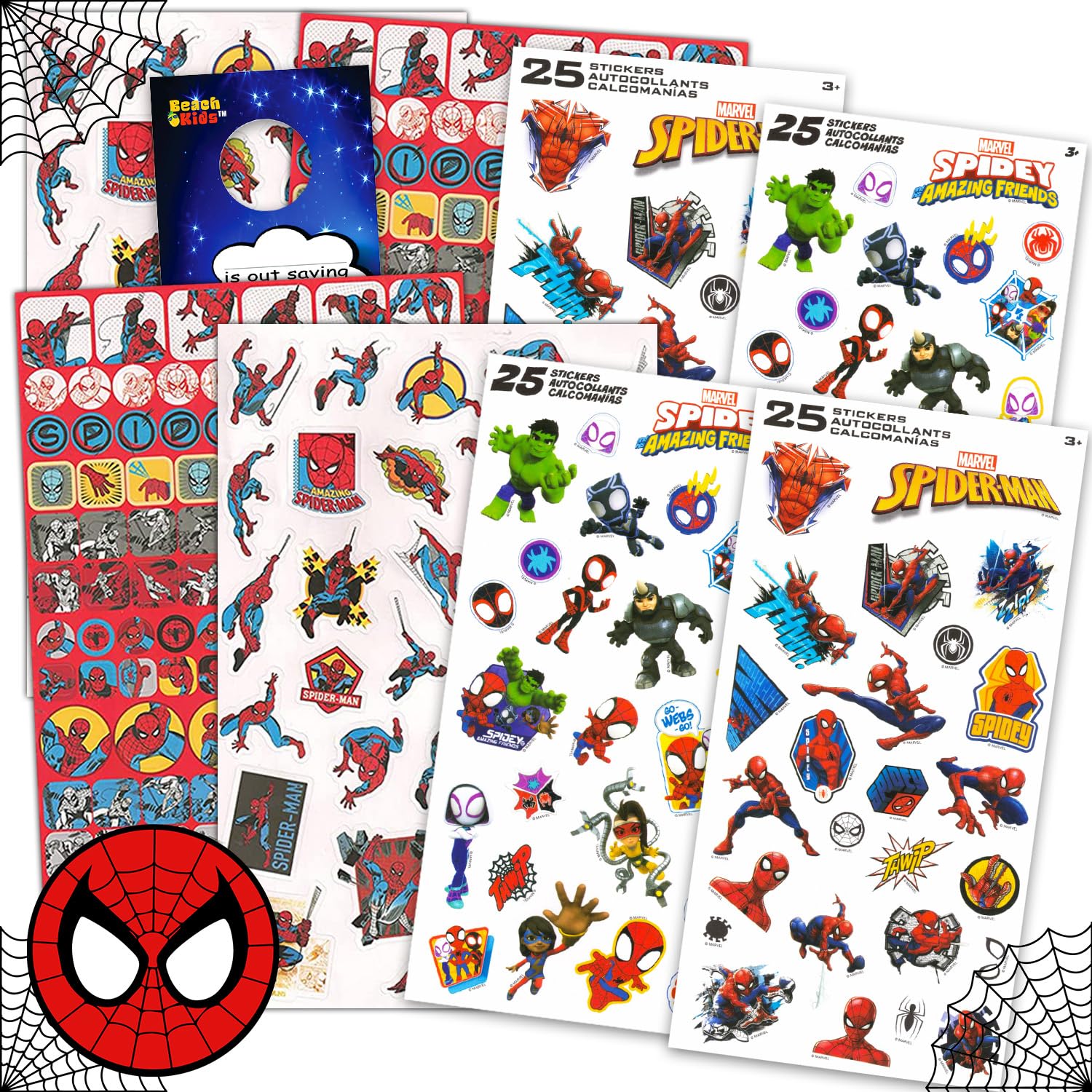 Amazon.com: Marvel Spiderman Sticker Set - Bundle of 8 Sheets (400
