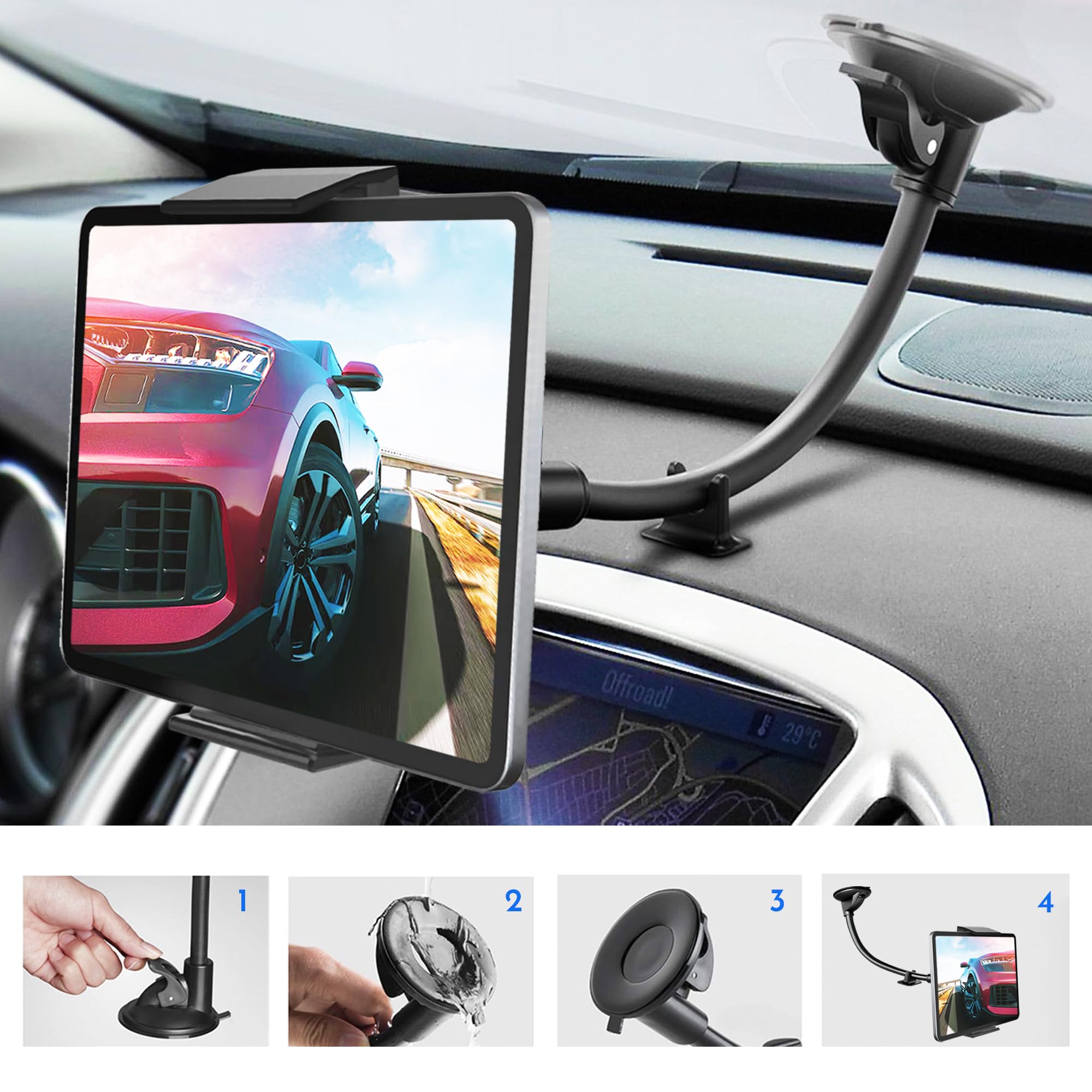 Supporto tablet auto cruscotto parabrezza per tutti i tablet