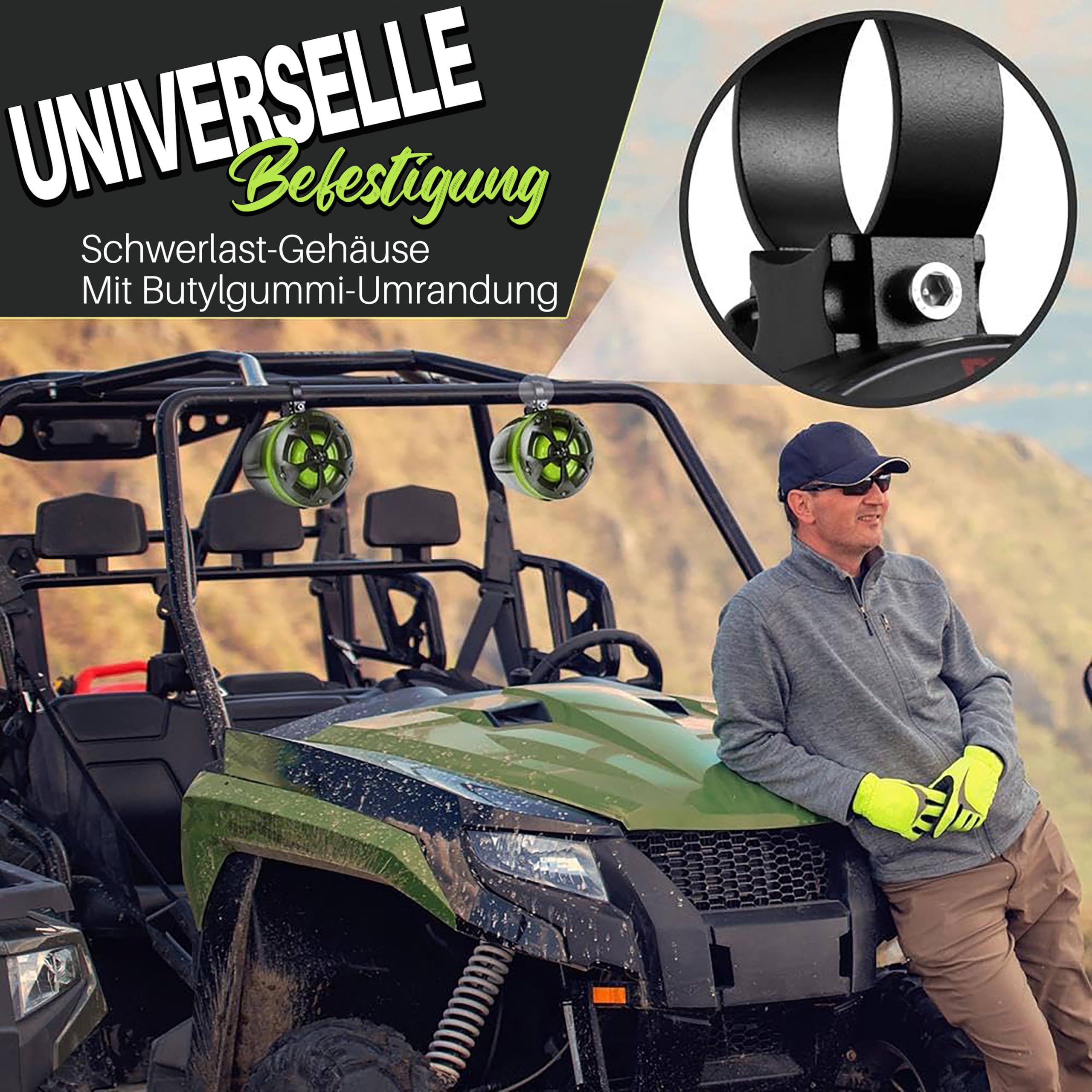 Pyle Outdoor Box Wasserdicht – Outdoor Speaker – Aussenlautsprecher Wasserfest 800W als Lautsprecher Auto, Boot, Jeep oder Quad. 2 Wege Lautsprecher Box leicht Montierbar, Lautsprecher Schwarz