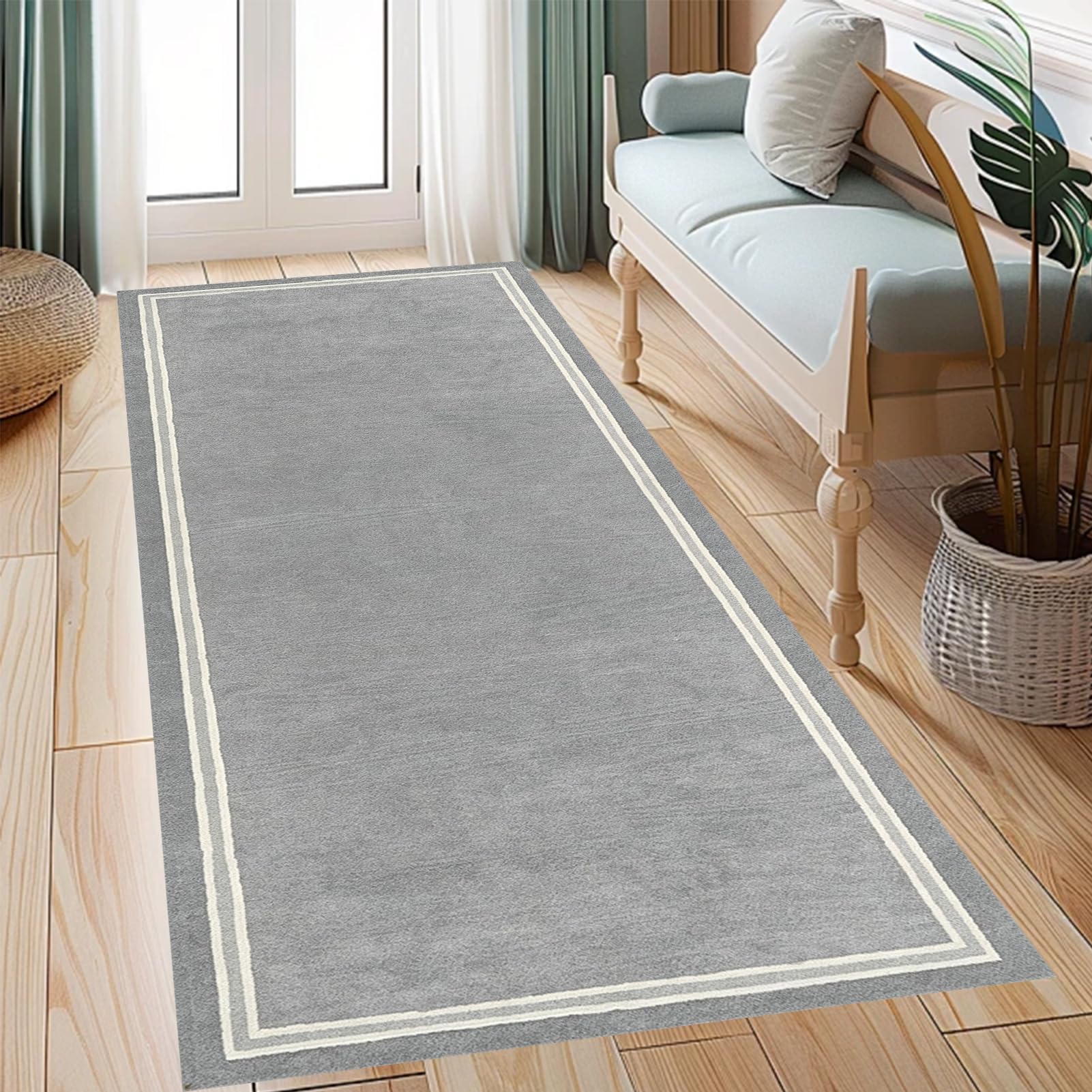 Nowoczesny dywan do przedpokoju 120 x 500 cm szary dywan chodnik wejściowy dywaniki do sypialni dywaniki kuchenne zmywalne antypoślizgowe długie bieżniki do salonu pralni wejście