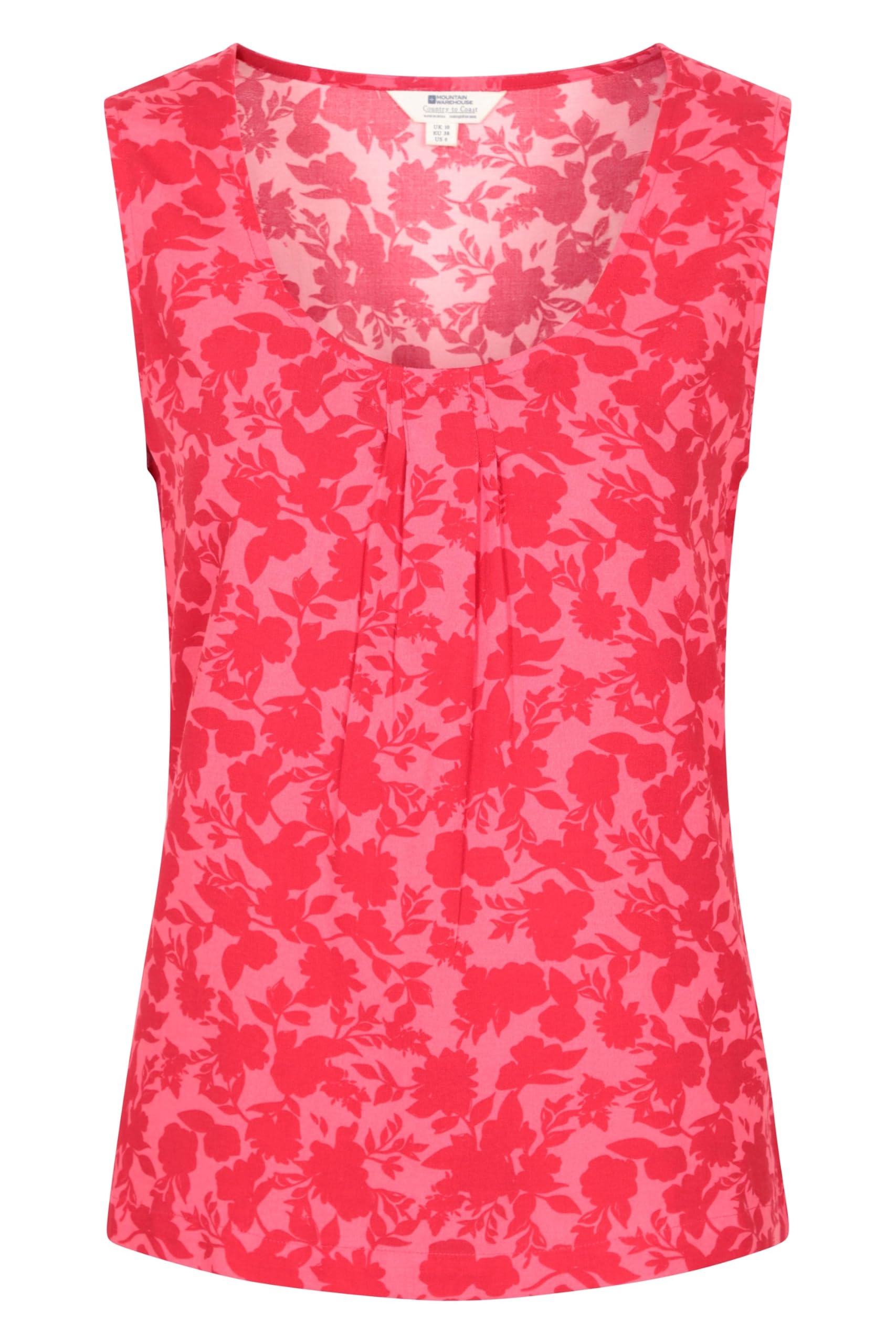 Mountain Warehouse Orchid Printed Womens Vest - Lightweight Ladies Tank Top, Breathable Cami, Easy Care Tee Shirt - for Spring Summer, Holidays, Travelling, Picnics Bright Pink Women's Size 16