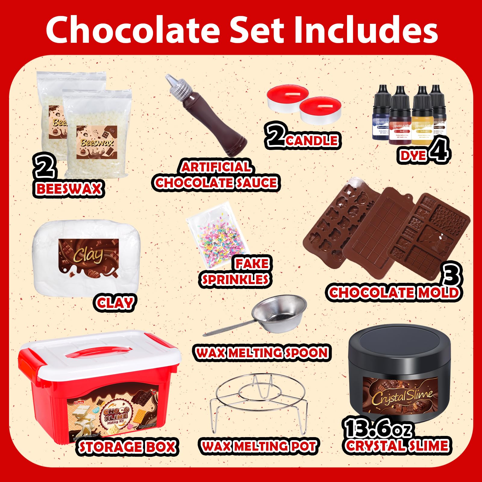 Trubic Chocolate Slime Making Kit for Girls 8-12, DIY Non-Sticky Crunchy and Butter Slime, NOT Edible, Pretend Play Food Set, Fun Gift for Birthday Party Favors, Toys for Kids 5 6 7 8 9 10