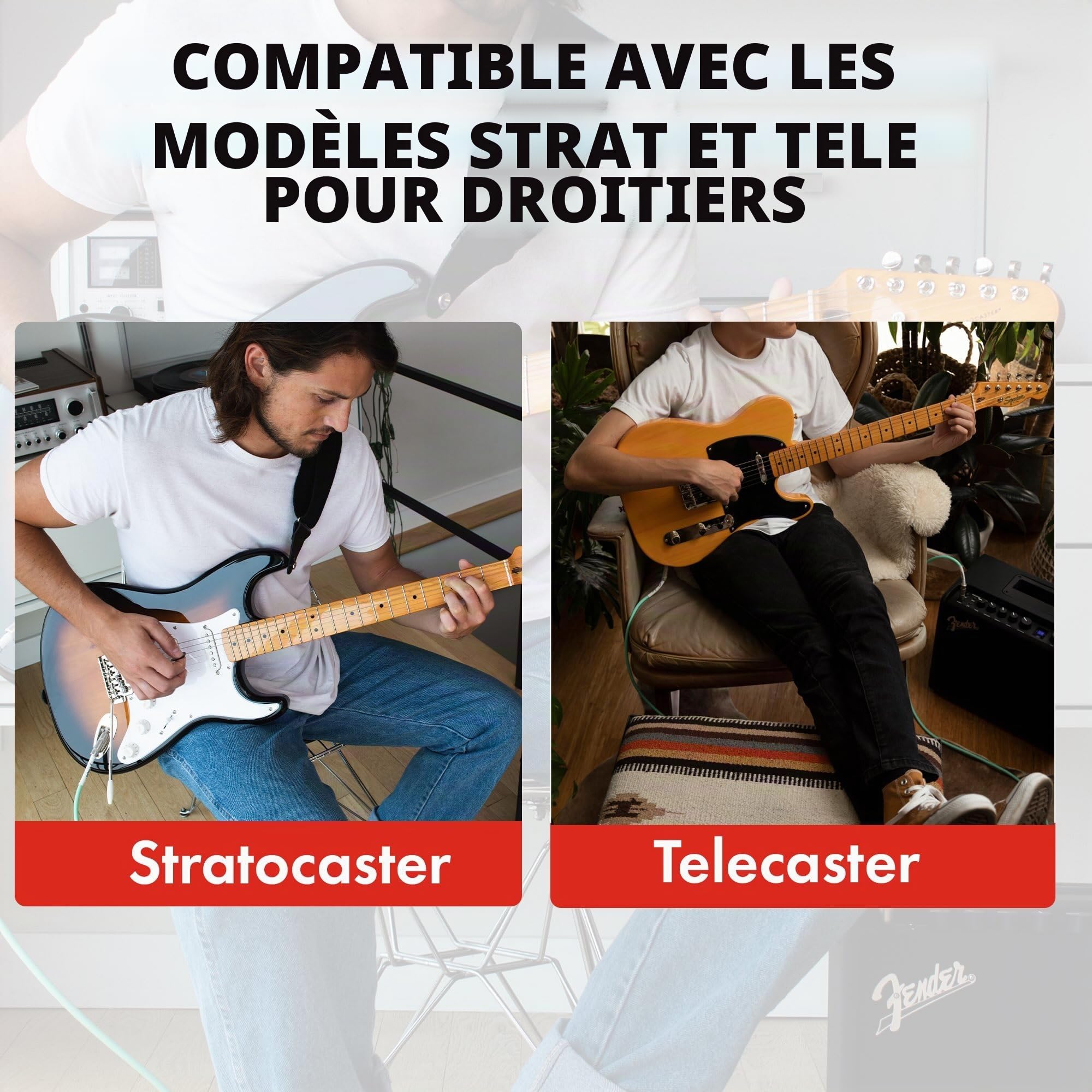Fender Classic Series Etui en Bois Guitare Electrique, Stratocaster/Telecaster, Noir