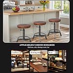 Ensemble de 2-Industrial Bar Tabouret-Rustique Chaises de contre-hauteur pour Kitchen Island-Farmhouse Swivel Siège en bois- réglable 17.7-24inch