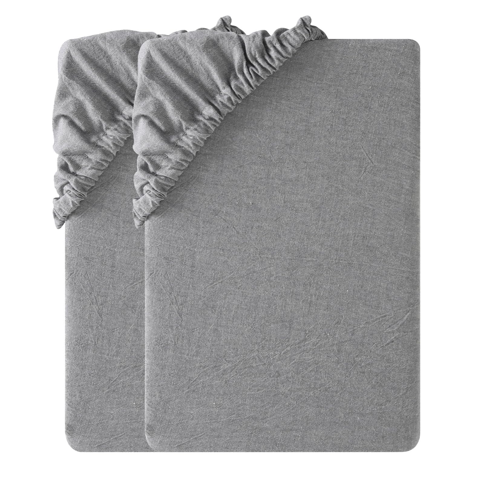 SOULFUL Spannbettlaken 180x200cm 2er Set, 100% Baumwolle Rauchgrau