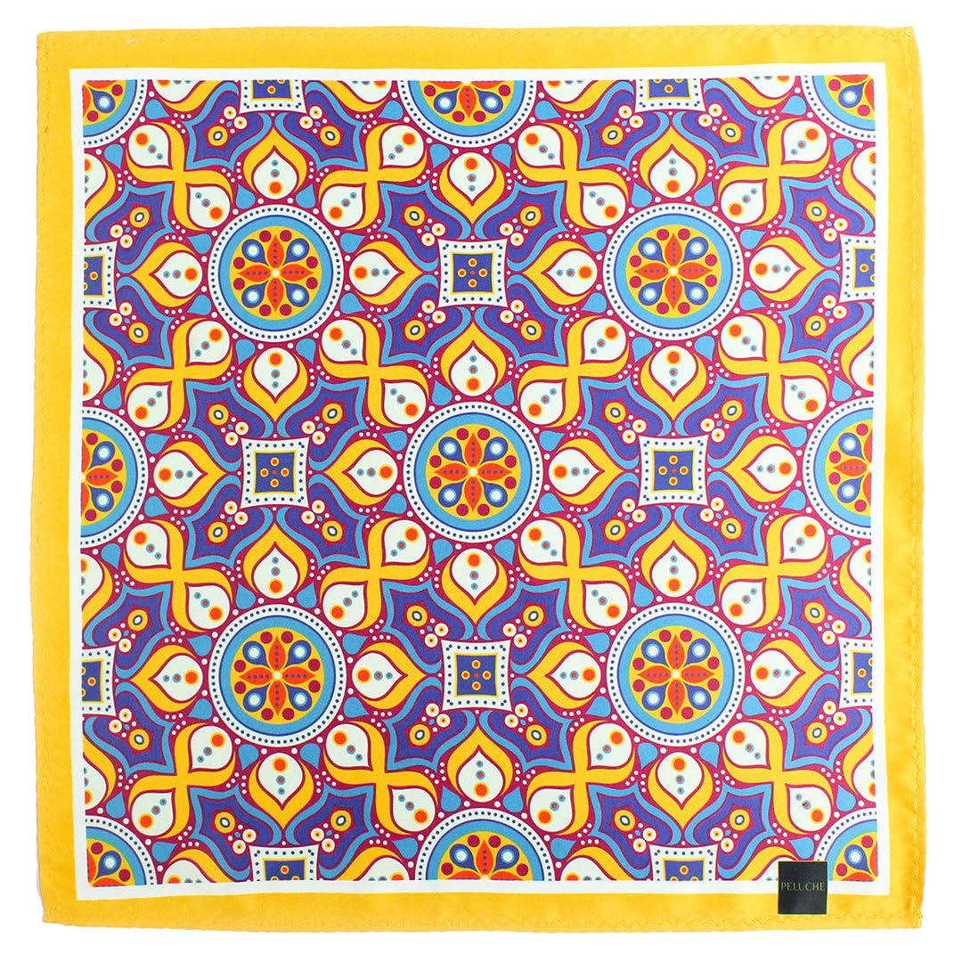 peluche Fancy Flourish Multicolor Pocket Square for Men (14X14 inches)-picture-56