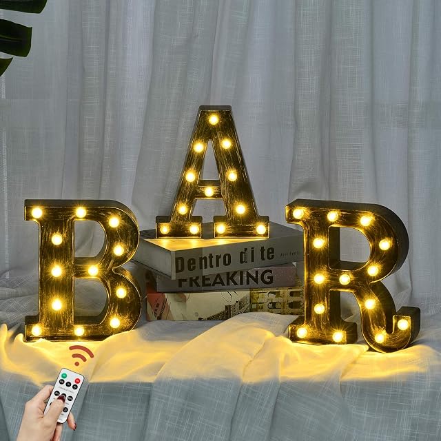 Rdutuok LED Marquee Letters Lights BAR Signs with Remote Control Letter Lamp Light UpIlluminated Industrial Style Lighted Battery Powered for BAR Pub Home Party Wedding Wall