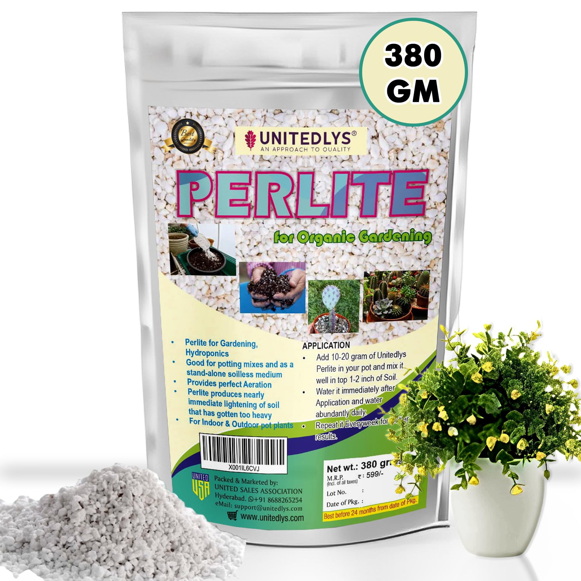 Unitedlys Perlite for Plants Growth Hydroponics & Horticulture 380 Gram | Perlite for Plant an Effective Soil Conditioner for Healthy Root Growth | Retains Moisture & Provides Aeration (B09S1CGYCF) Amazon Price History, Amazon Price Tracker
