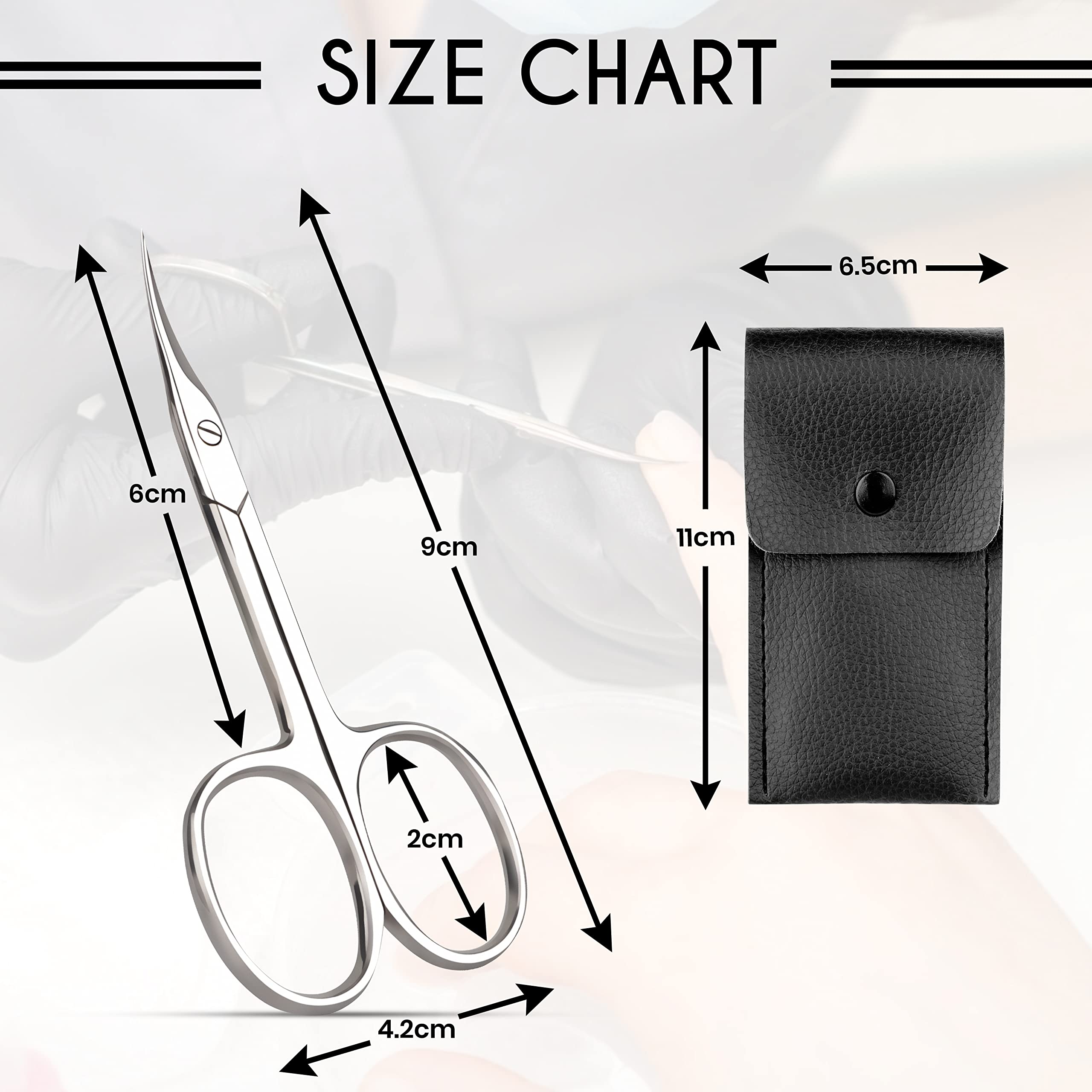 Ciseaux Cuticules Professionnel Courbes avec Pochette en Cuir Artificiel Ciseaux Manucure Idéale Ciseаux Sourcils Femme et Homme Coupe Cuticule Ongle Professionnel Petit Ciseaux Ongles
