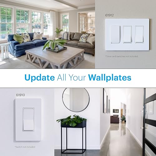 Miniatura 7 de Power Gear Placa de pared sin tornillos doble basculante, 4.7 x 0.2 pulgadas, cubiertas de tomacorrientes, placa de pared para interruptor de luz,