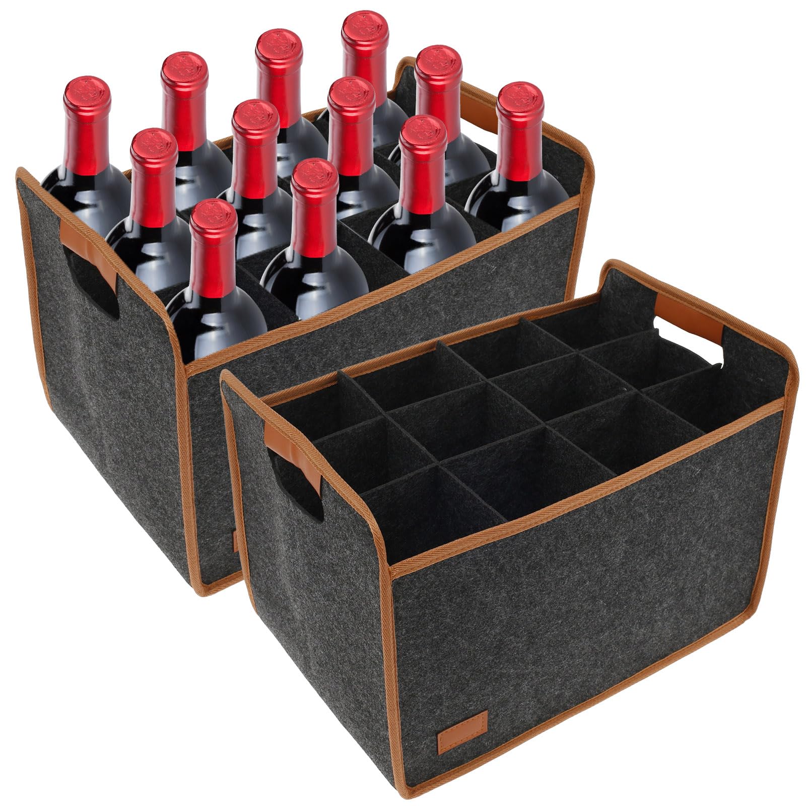 Portabotellas de vino de fieltro: bolsa de transporte plegable para 12 botellas