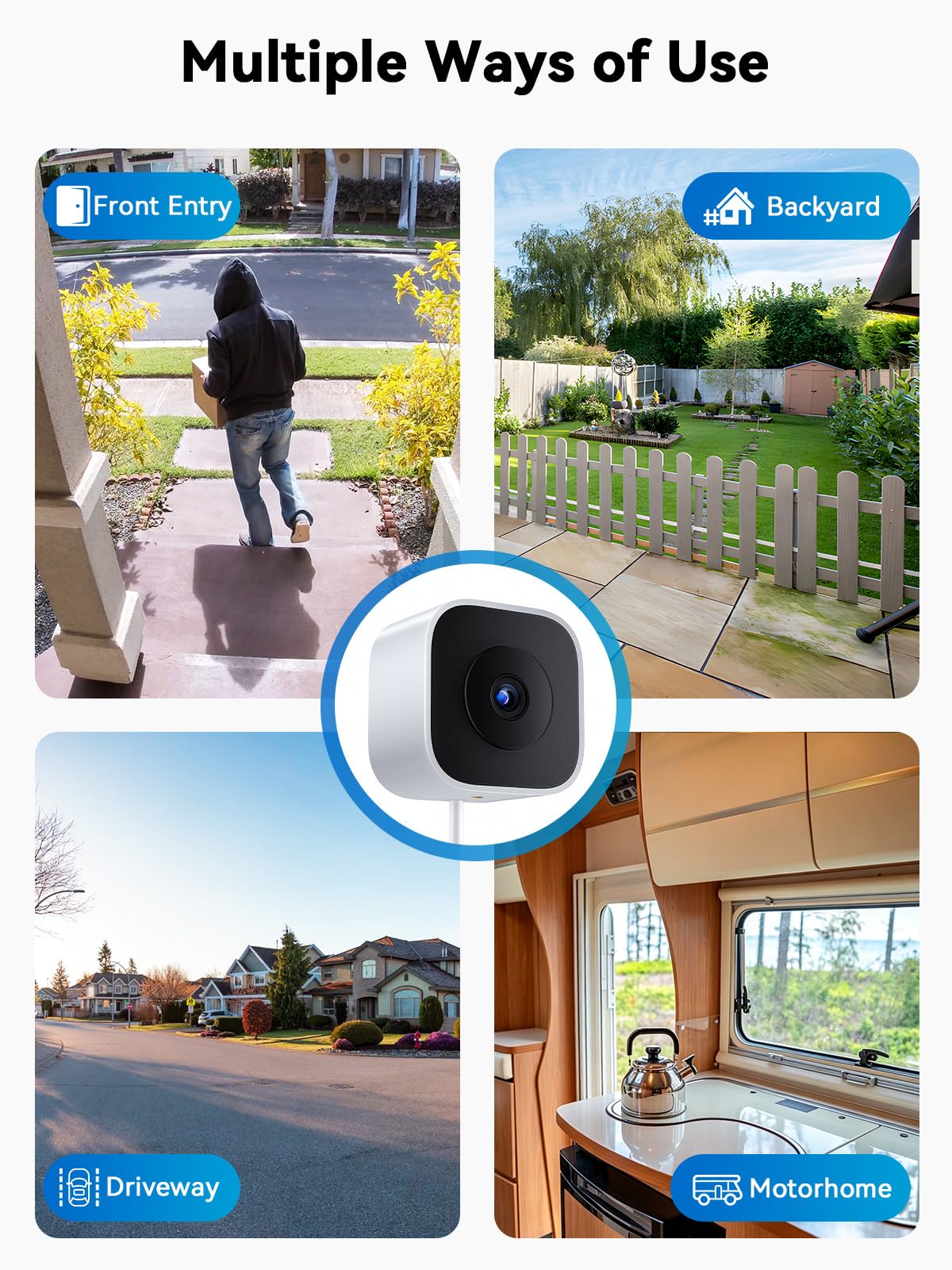 Outinput Kamera Do Okna 3MP 2K – Kamera WiFi 2.4GHz do Monitoringu Domu przez Okno, z Kolorowym Trybem Nocnym AI, Wykrywaniem Ruchu i Osób, Antyodblask, Antyrefleks, Nagrywanie 24/7