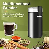 Vista 7 de Wancle Molinillo de café eléctrico, molinillo de especias, molinillo de café de un solo toque para granos, especias y más, con cepillo limpio negro